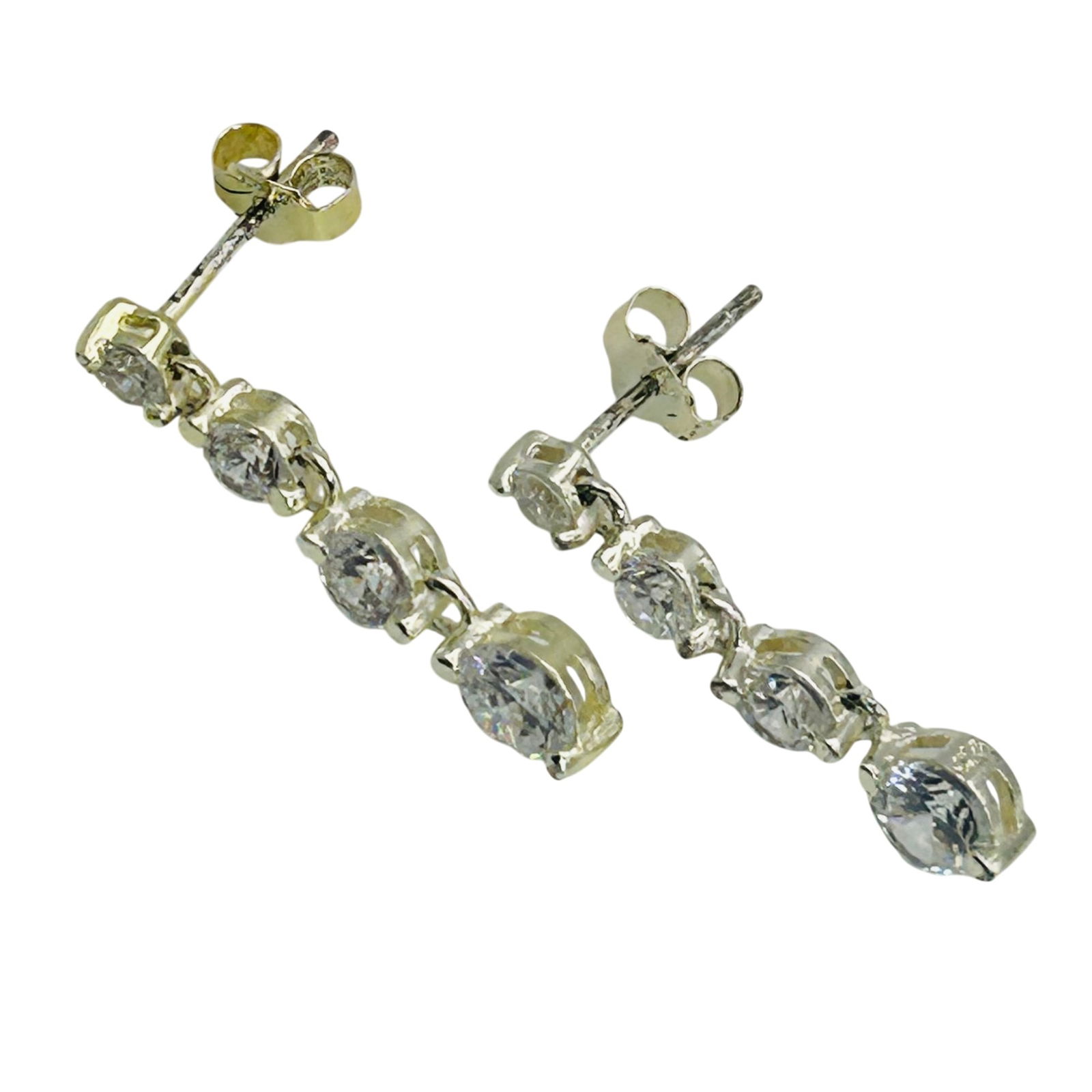 Sterling Dangle Rhinestone Stud Earrings - 4