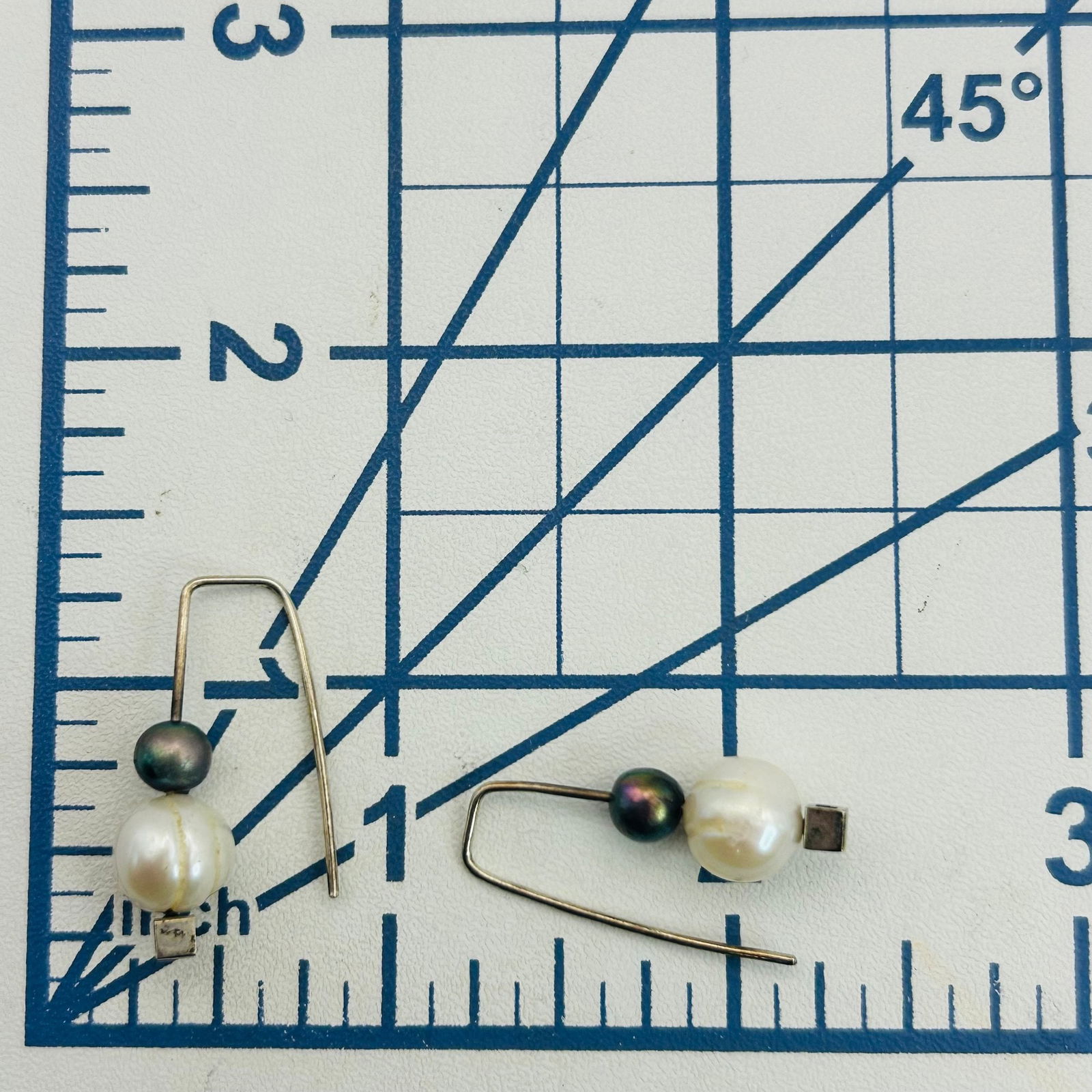 Sterling Pearl Modern Earrings - 2