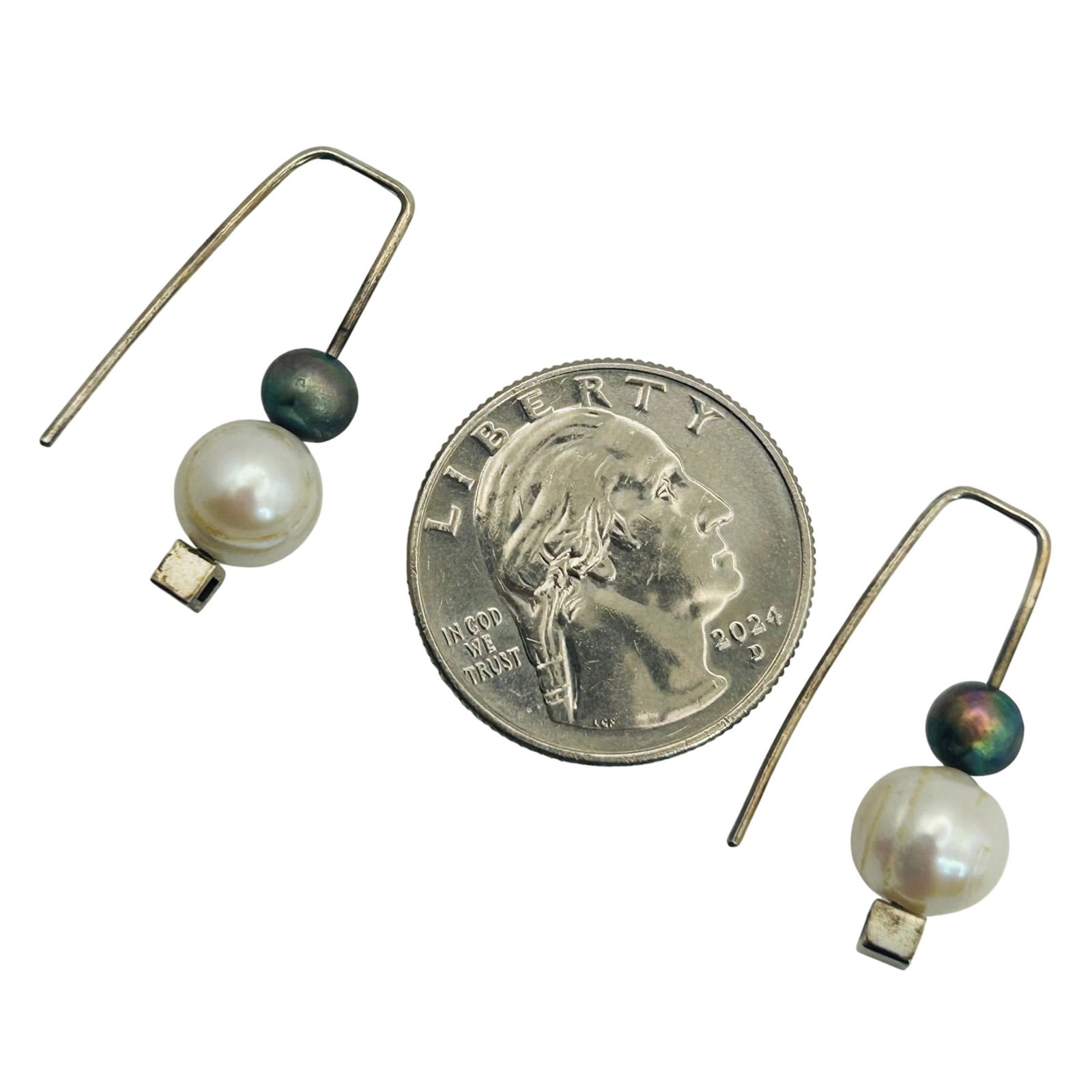 Sterling Pearl Modern Earrings - 3