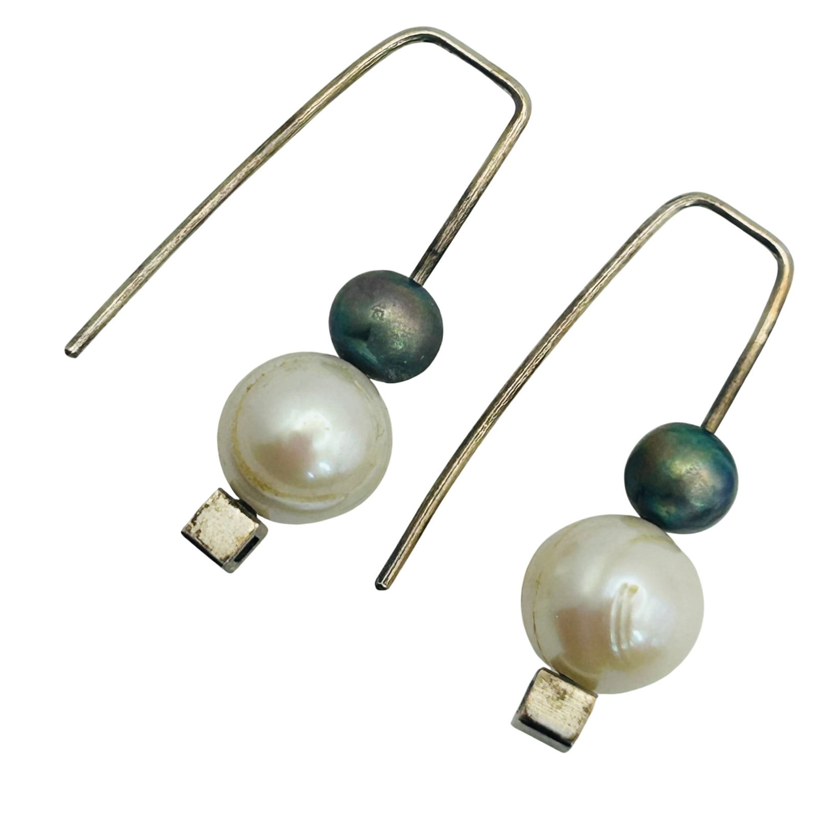 Sterling Pearl Modern Earrings - 4