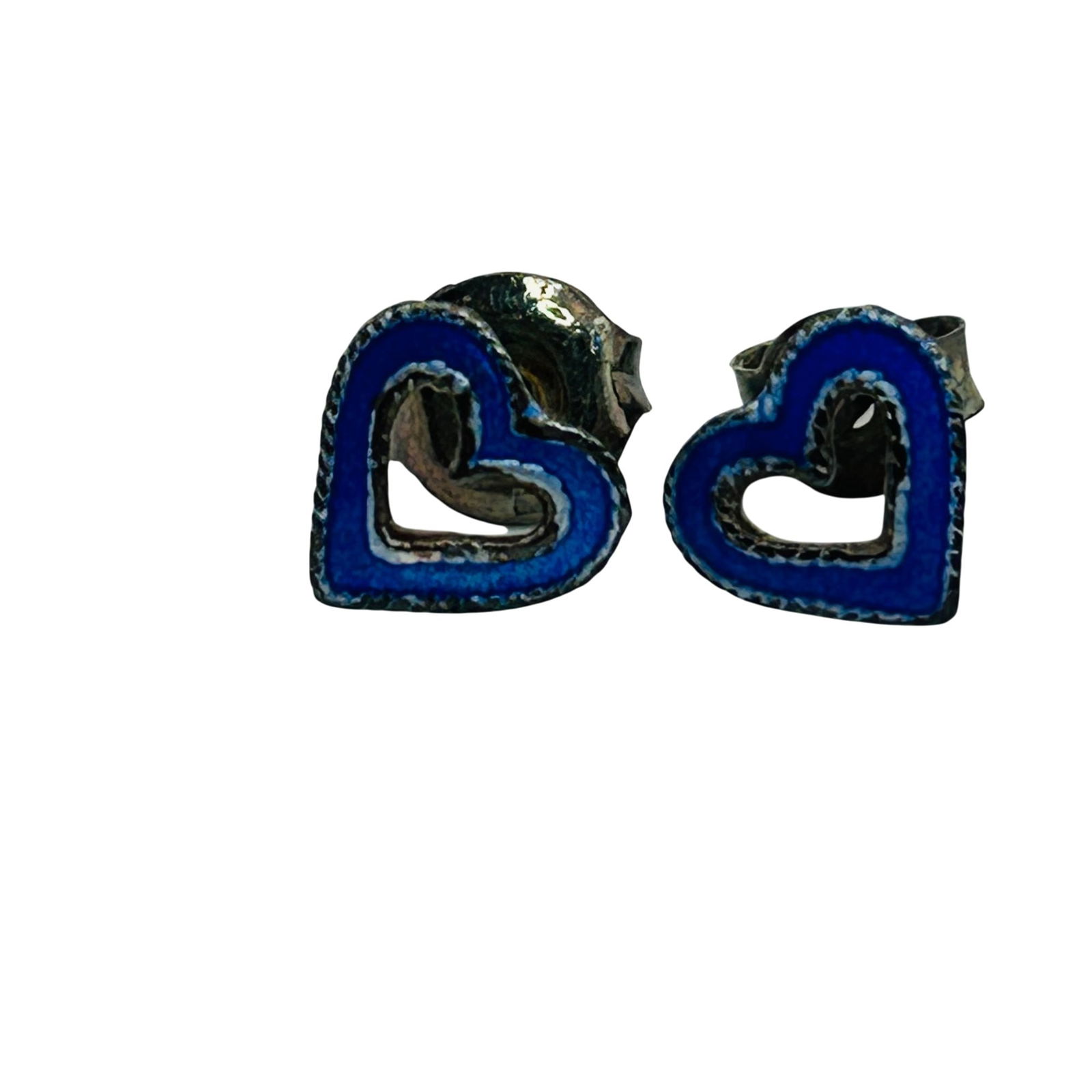 Sterling Inlay Heart Stone Stud Earrings: Sterling inlay heart stone stud earrings. 0.60g