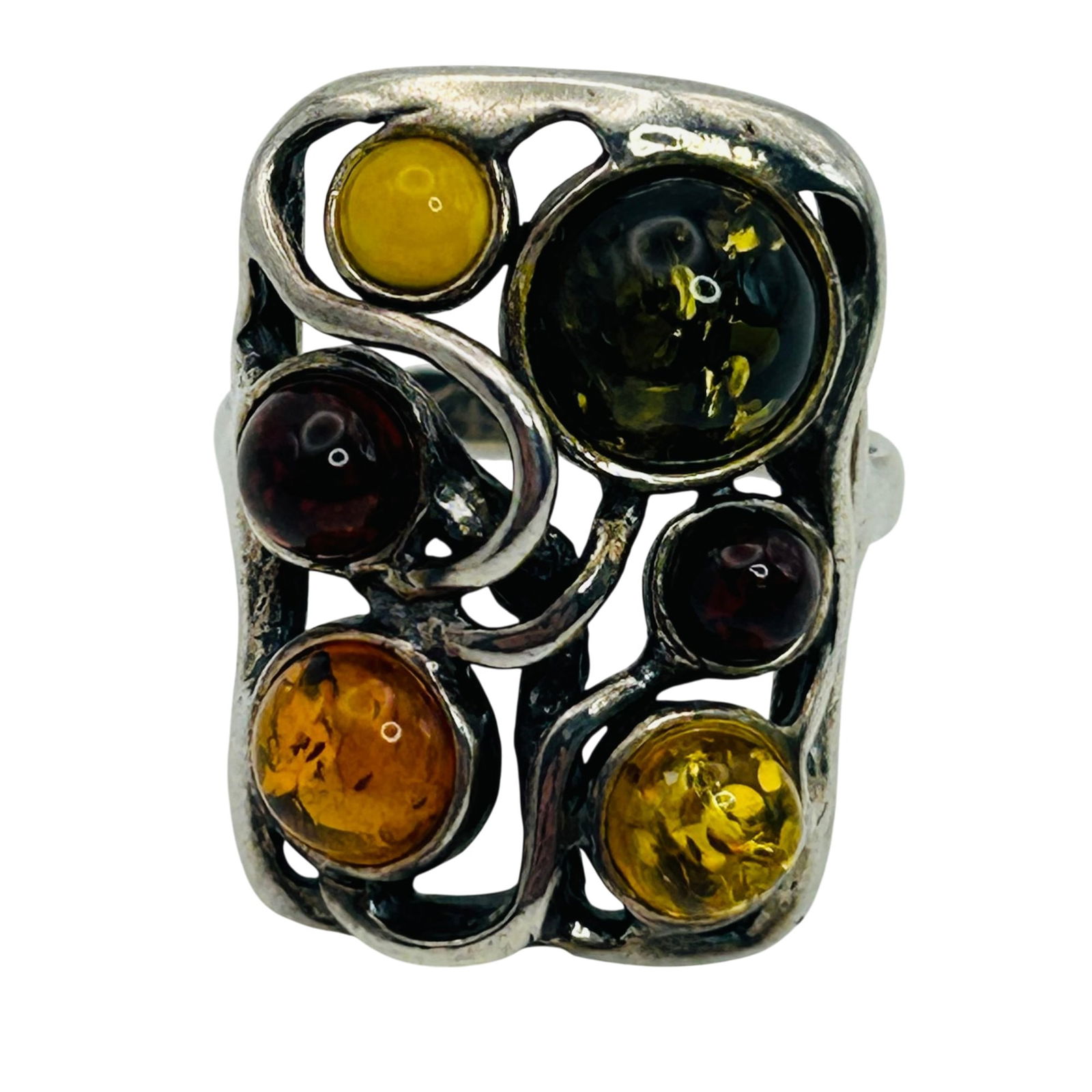 Sterling Amber Modern Ring. Size 7 (1 of 7)