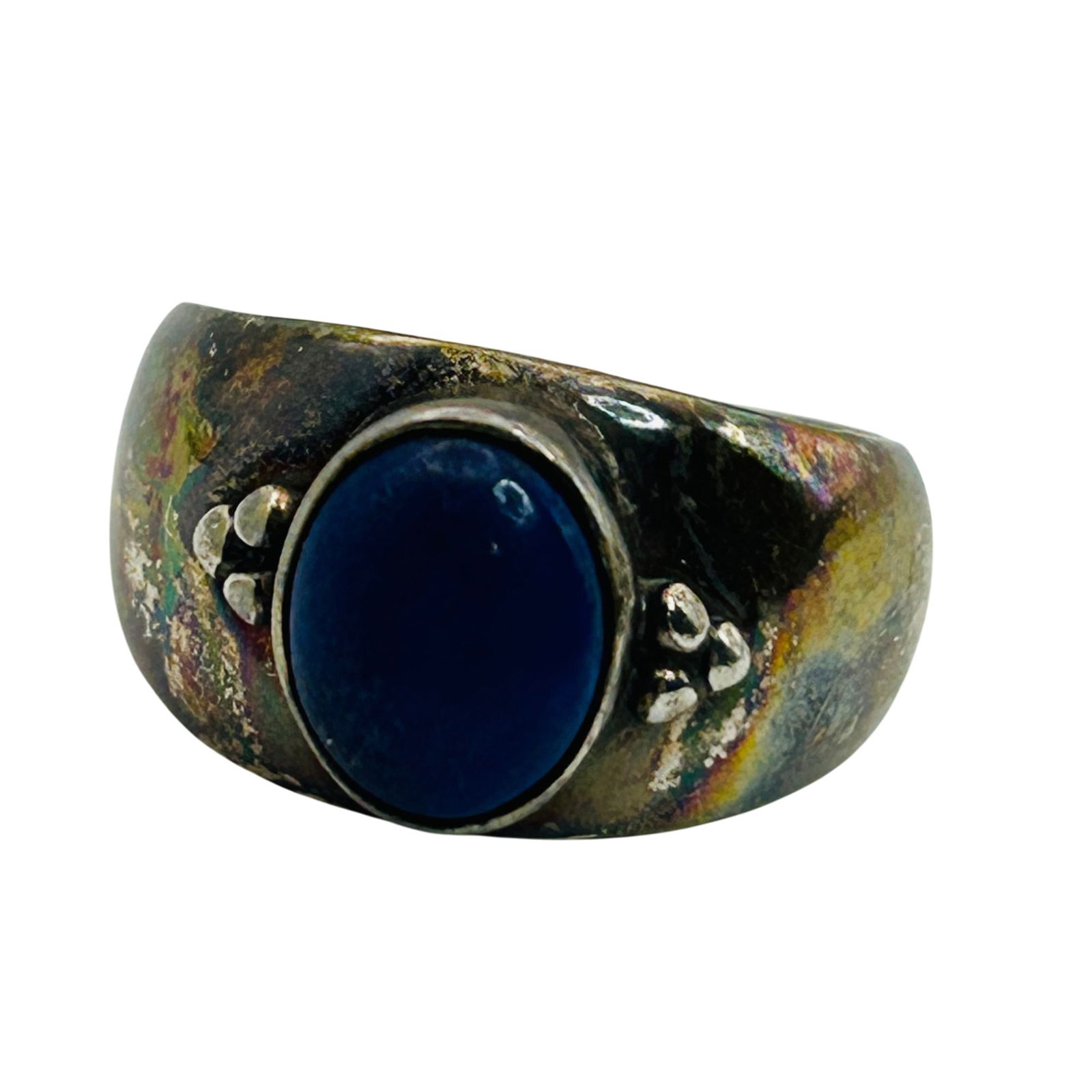 Sterling Southwest Lapis Lazuli Wide Band Ring. Size 8.5: Sterling southwest lapis lazuli wide band ring. Size 8.5. 7.30g