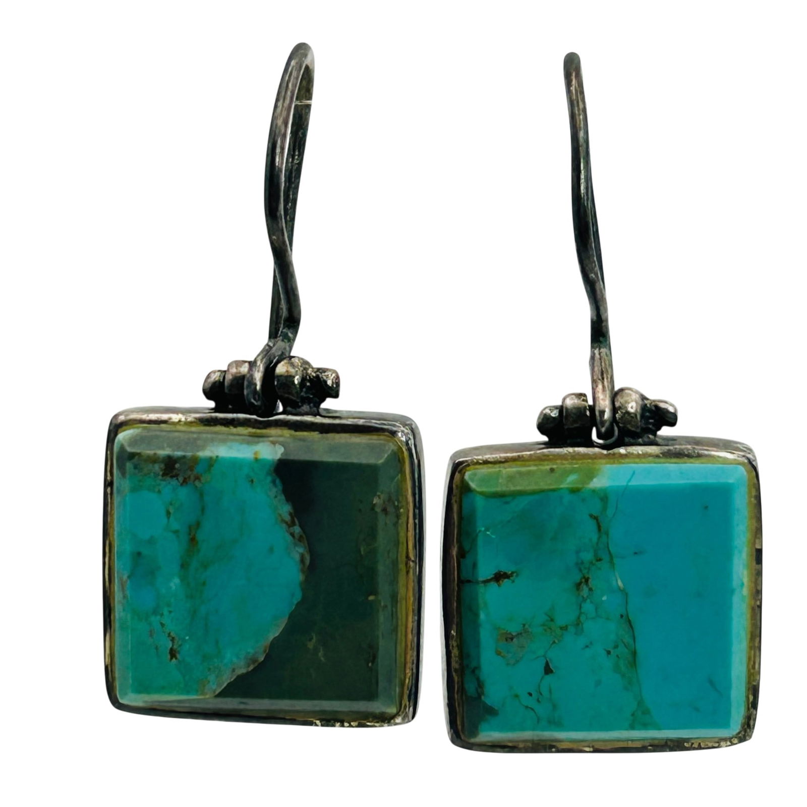 Sterling Turquoise Hook Back Earrings - 5