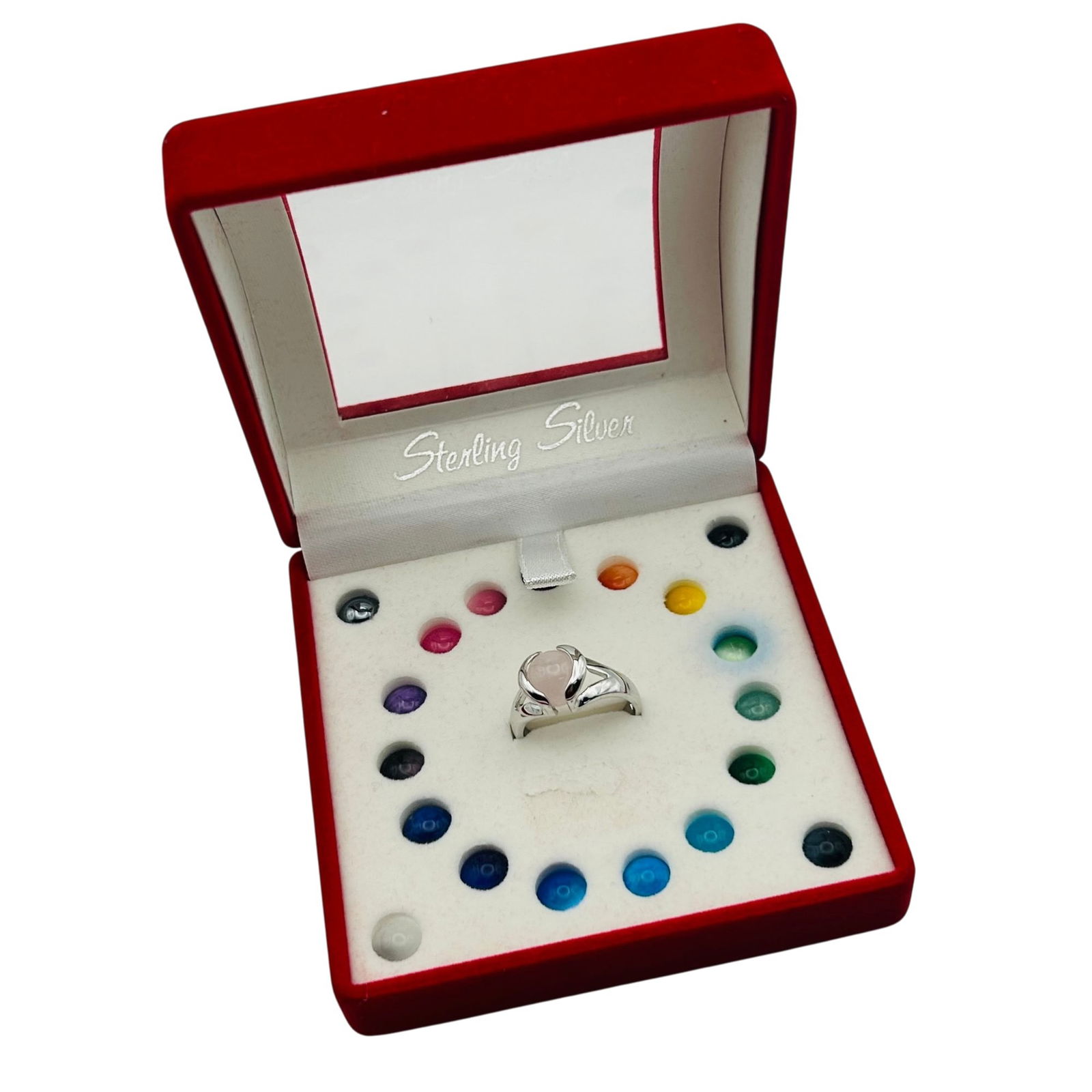 Sterling Interchangeable Gemstone Ring Set. Size 6 - 10