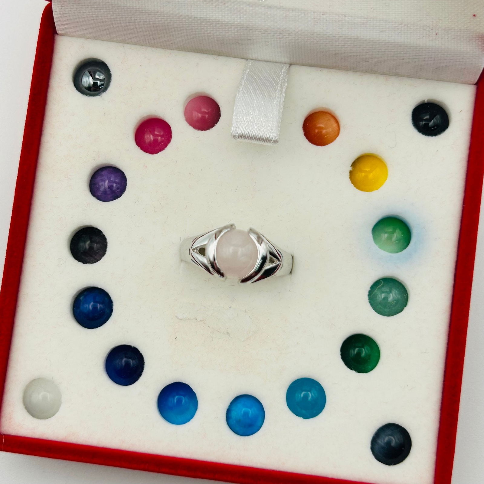 Sterling Interchangeable Gemstone Ring Set. Size 6 - 11