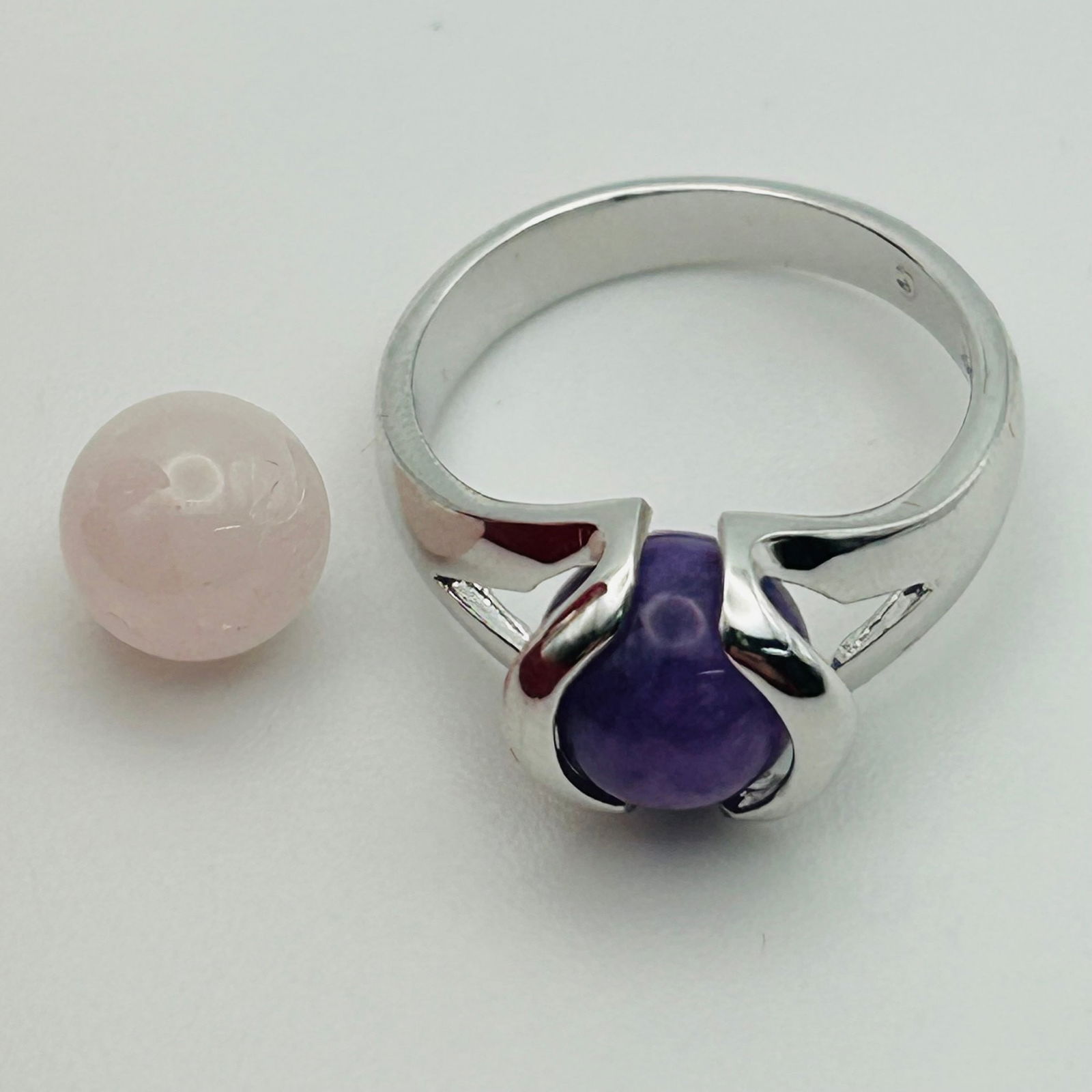 Sterling Interchangeable Gemstone Ring Set. Size 6 - 12