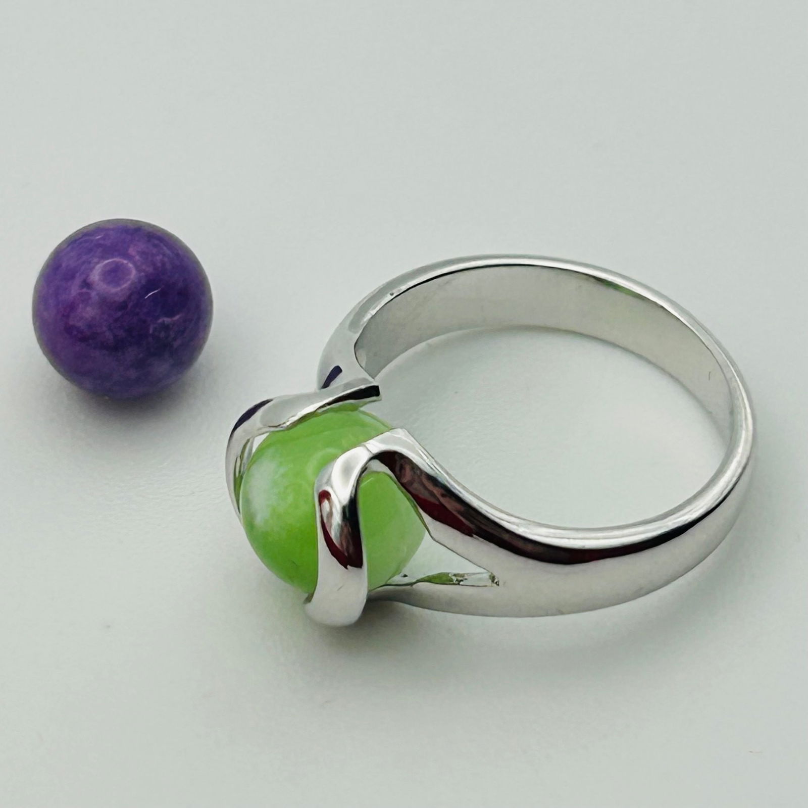 Sterling Interchangeable Gemstone Ring Set. Size 6 - 13