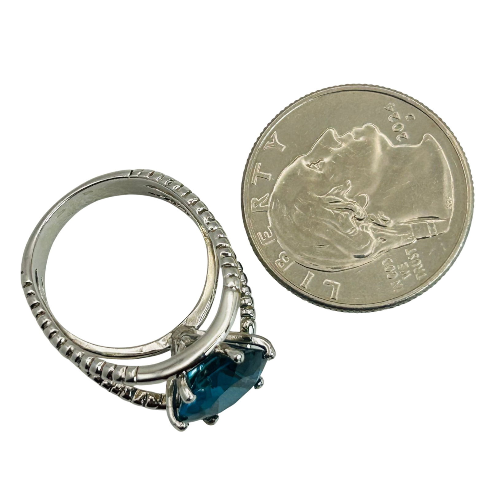 Sterling Topaz Ring. Size 7 - 3