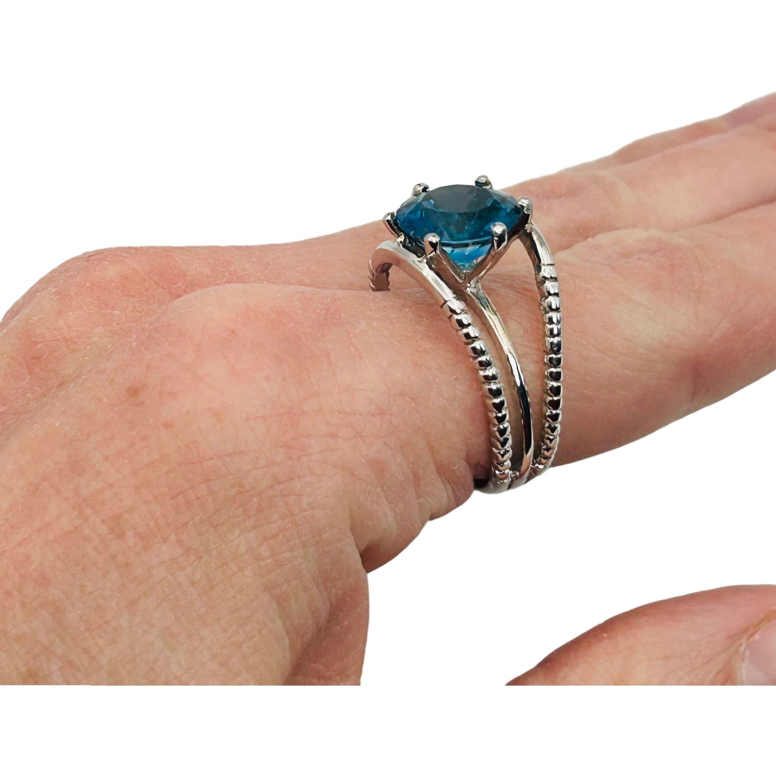 Sterling Topaz Ring. Size 7 - 8