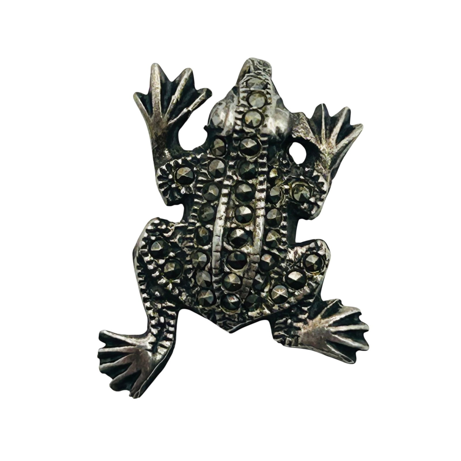 Sterling Marcasite Frog Pendant (1 of 5)