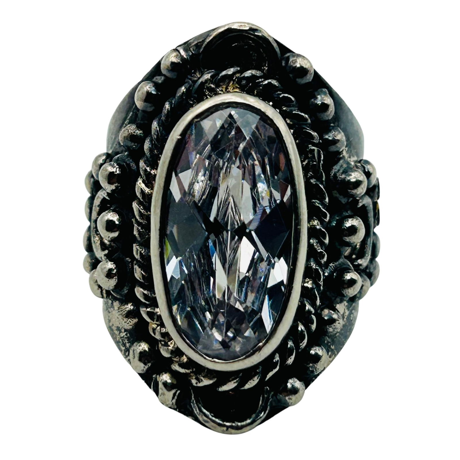 Sterling Rhinestone Statement Ring. Size 10: Sterling rhinestone statement ring. Size 10. 18.00g