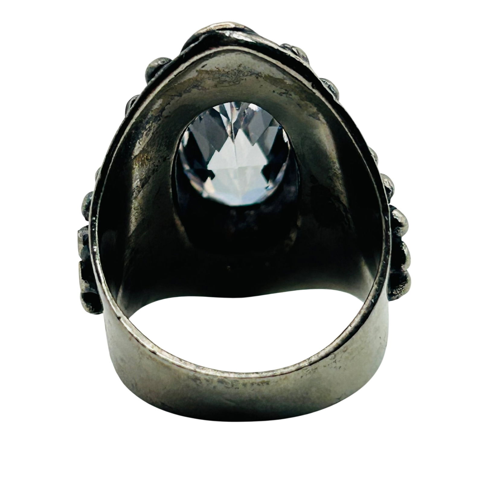 Sterling Rhinestone Statement Ring. Size 10 - 6