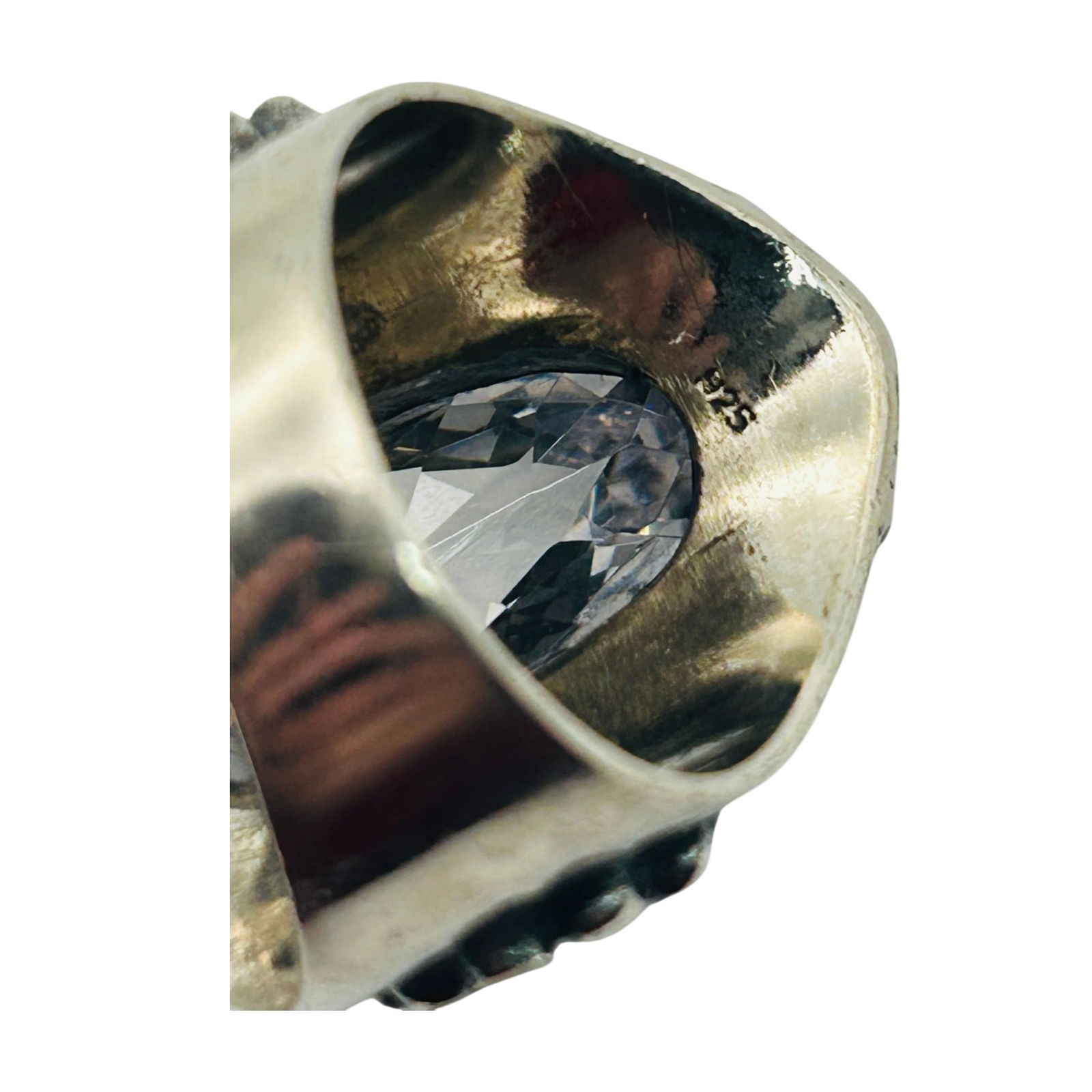 Sterling Rhinestone Statement Ring. Size 10 - 7