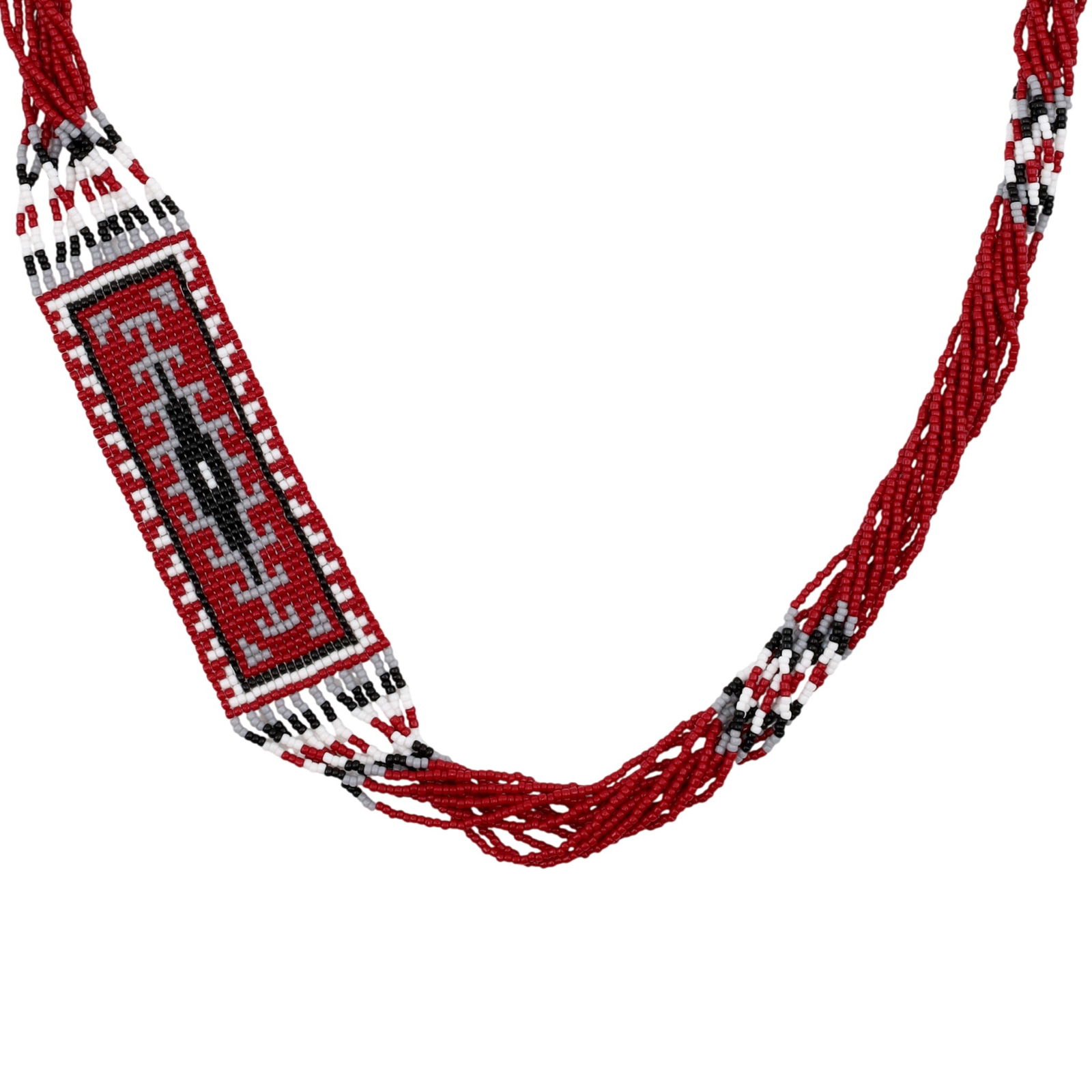 Navajo Sterling Beadwork Mosaic Necklace (1 of 6)