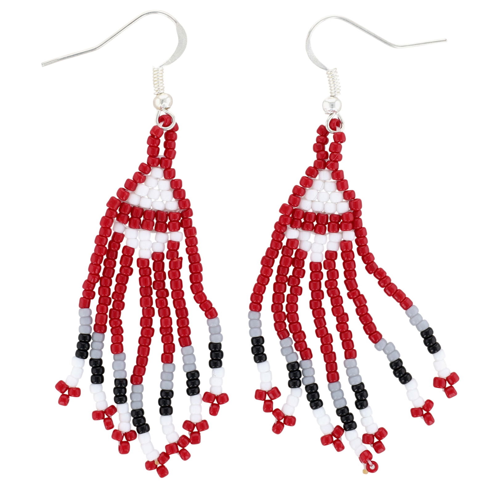 Navajo Sterling Beadwork Mosaic Hook Dangle Earrings (1 of 3)