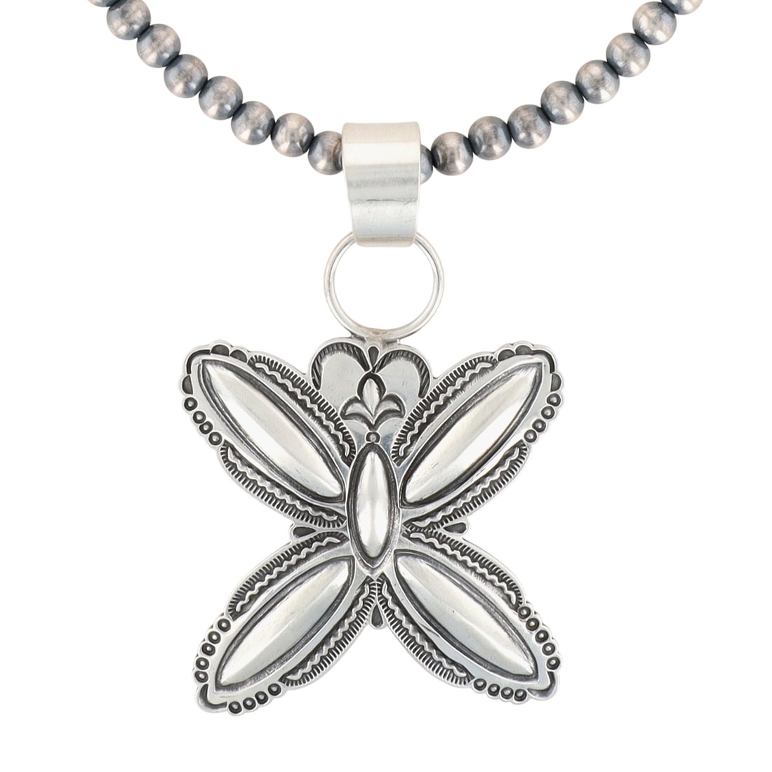 Roland Dixon Navajo Plain Silver Butterfly Necklace: Roland Dixon Navajo Sterling Plain Silver Butterfly Necklace 45g