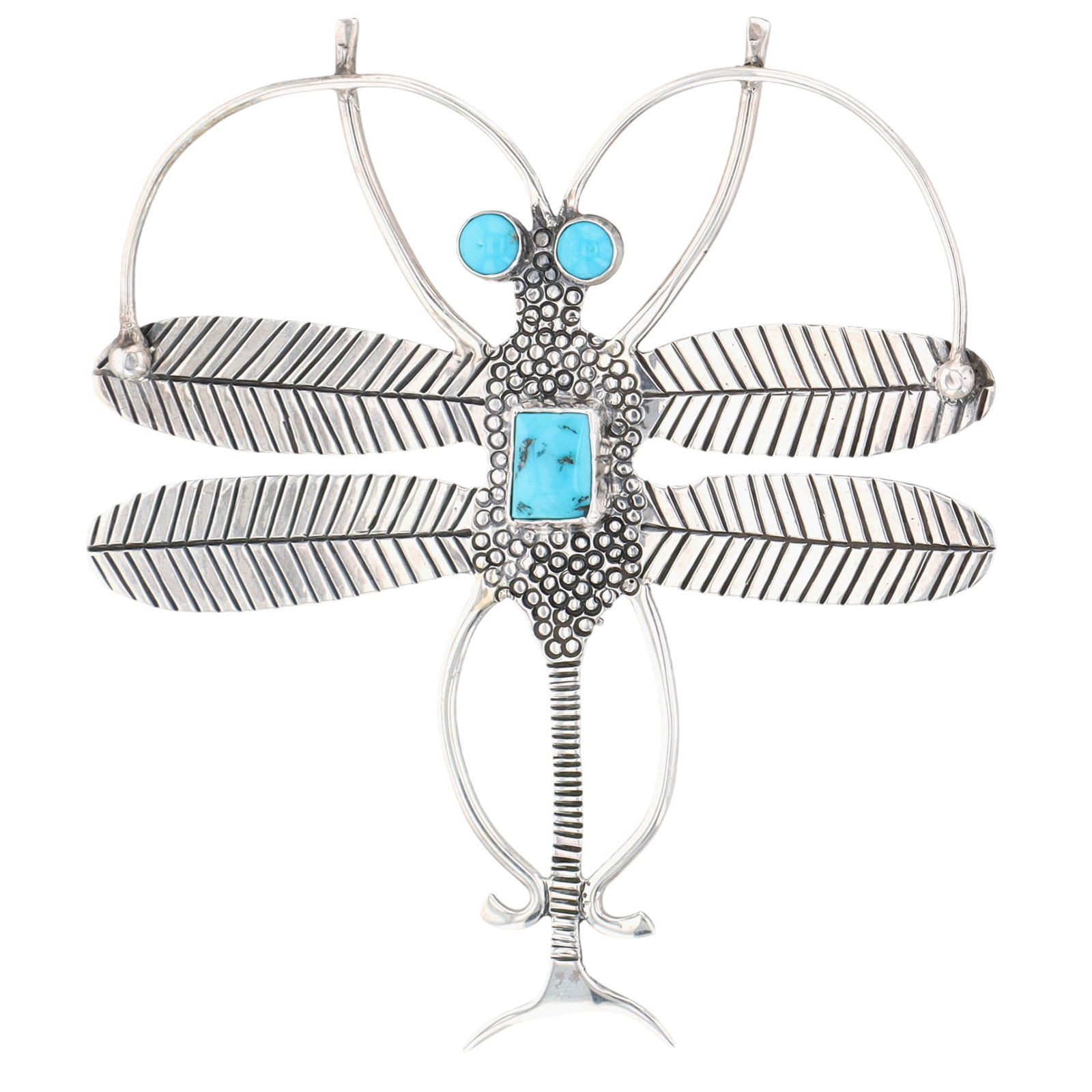Clarence & Russell Lee Navajo Sterling Turquoise Dragonfly Brooch (1 of 4)