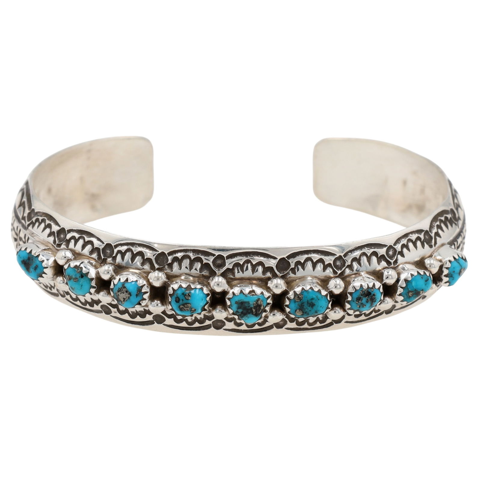 Grace Silver Navajo Sterling Kingman Turquoise Cuff Bracelet (1 of 8)