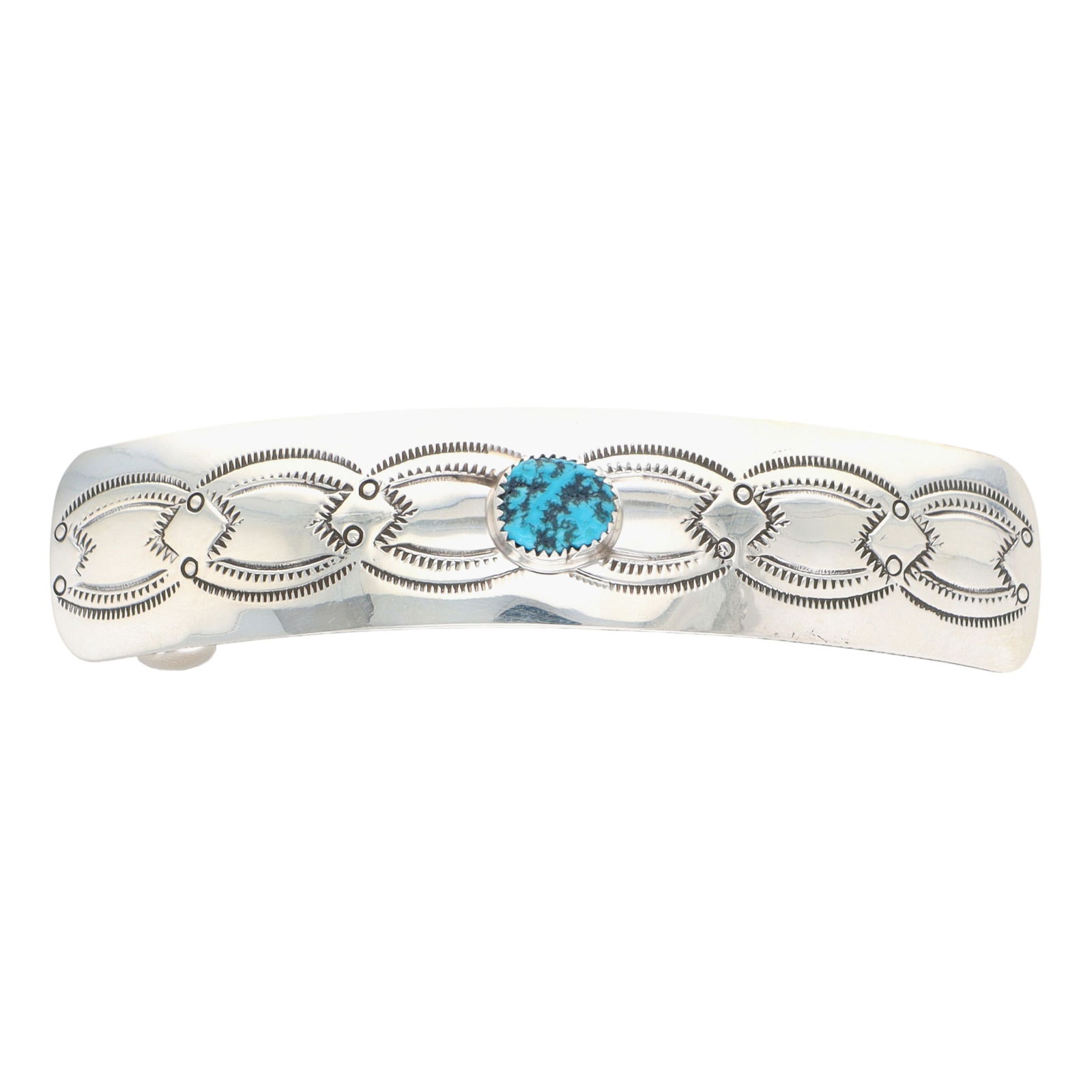 Joan Begay Navajo Sterling Kingman Turquoise Hair Clip: Joan Begay Navajo Sterling Kingman Turquoise Hair Clip 15.5g