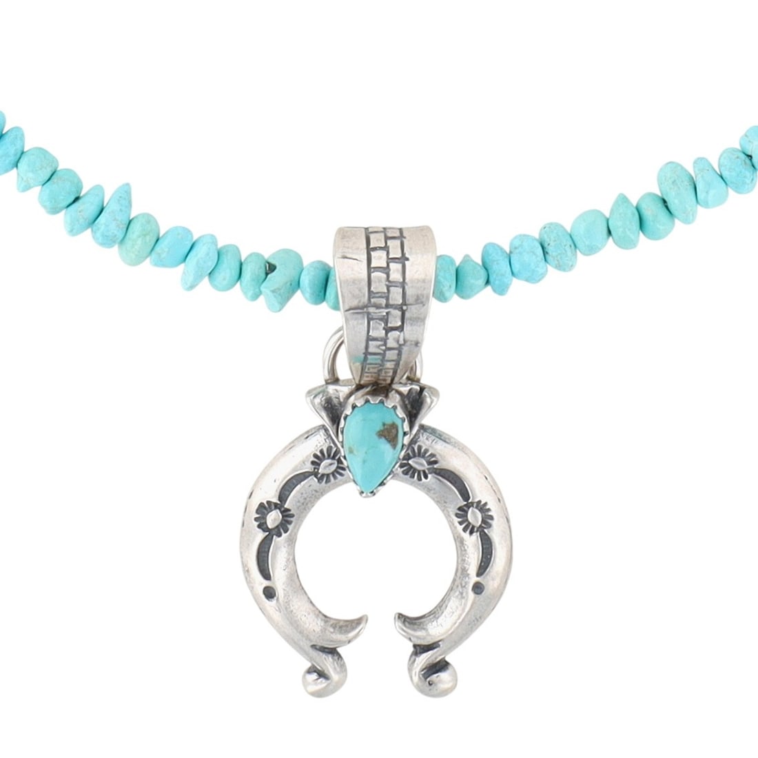 Sharon McCarthy Navajo Sterling Thunder Mountain Turquoise Naja Necklace (1 of 6)