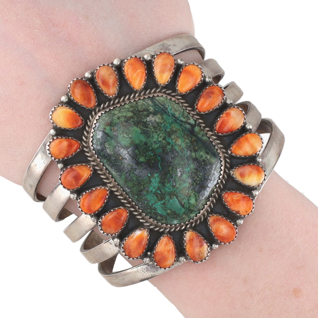 Patrick Yazzie Navajo Sterling Multi-Stone Cuff Bracelet (1 of 8)