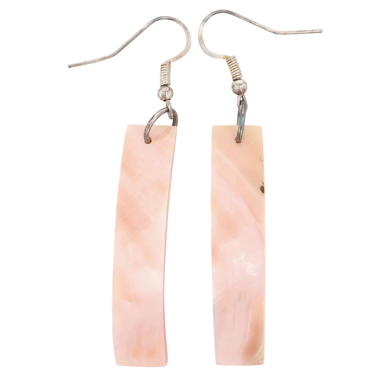 Jesus Espiro Navajo Sterling Pink Shell Hook Earrings: Jesus Espiro Navajo Sterling Pink Shell Hook Earrings 4.5g
