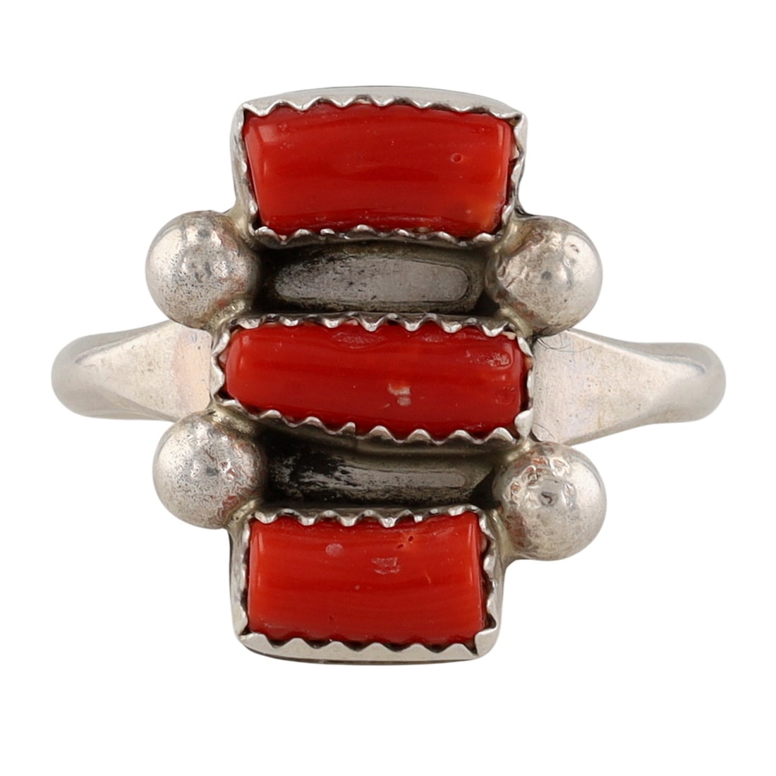 Navajo Sterling Red Coral Ring Sz 9 (1 of 5)