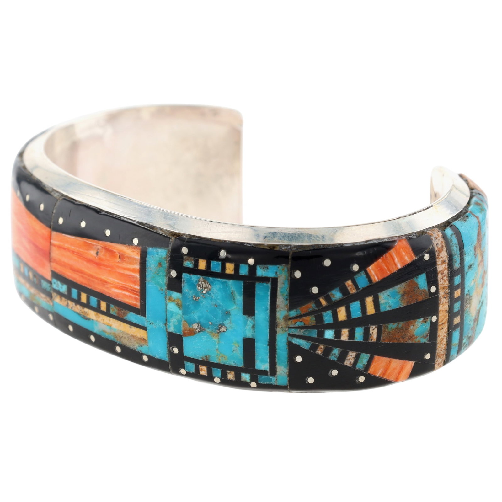 Ray Jack Navajo Sterling Multi-Stone Kachina Inlay Cuff Bracelet - 2