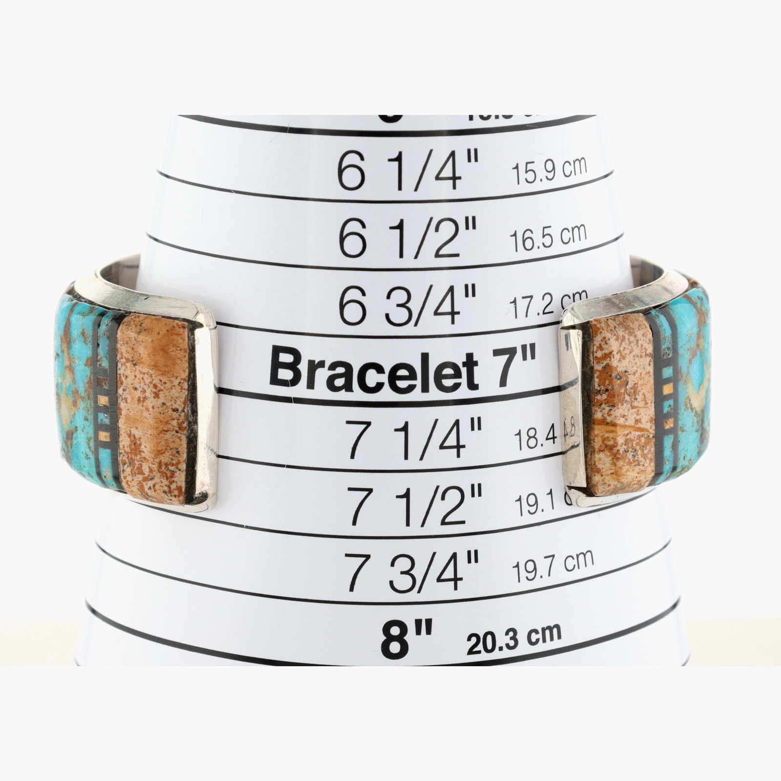 Ray Jack Navajo Sterling Multi-Stone Kachina Inlay Cuff Bracelet - 7