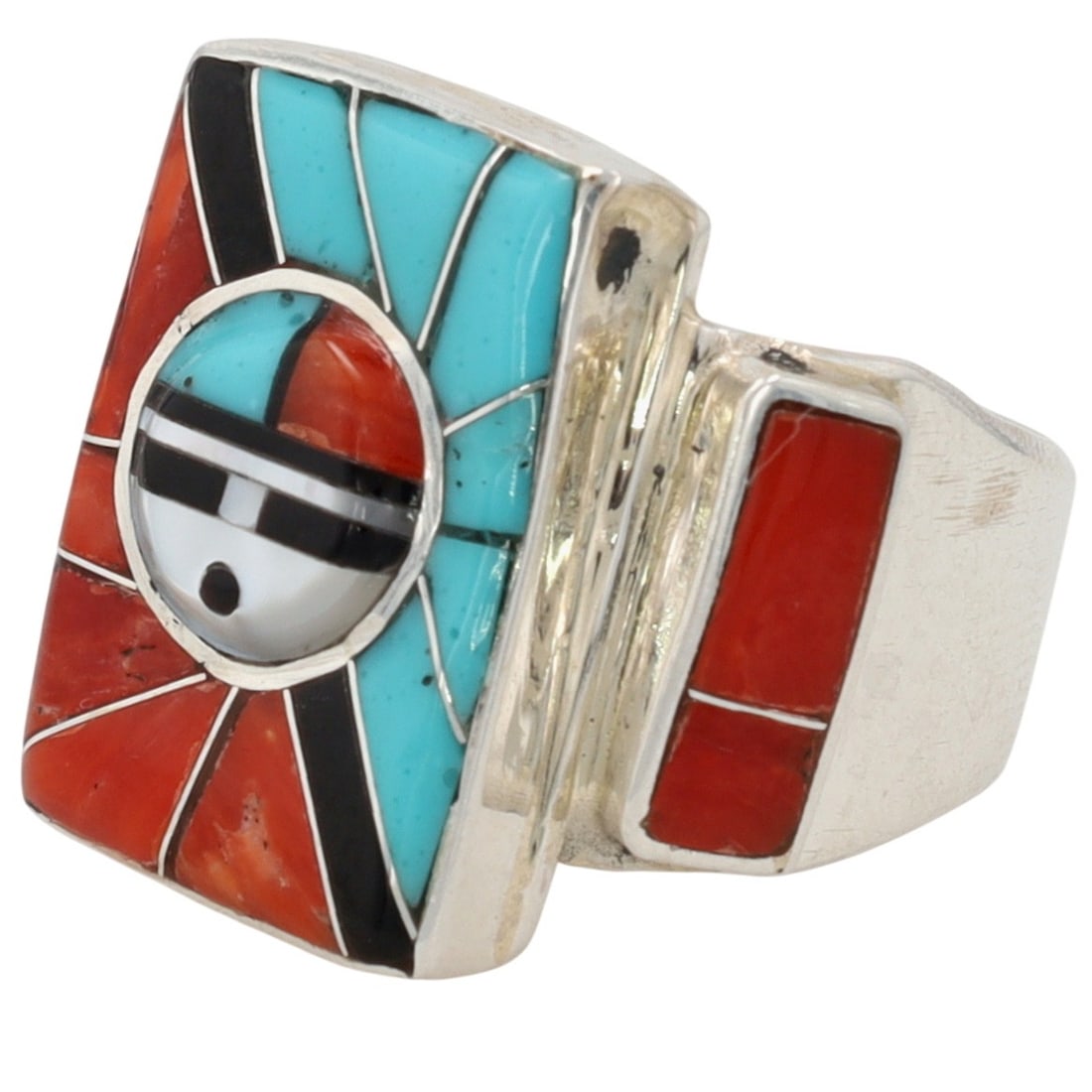 Don Dewa Zuni Sterling Multi-Stone Sunface Inlay Ring Sz 6.5 (1 of 5)