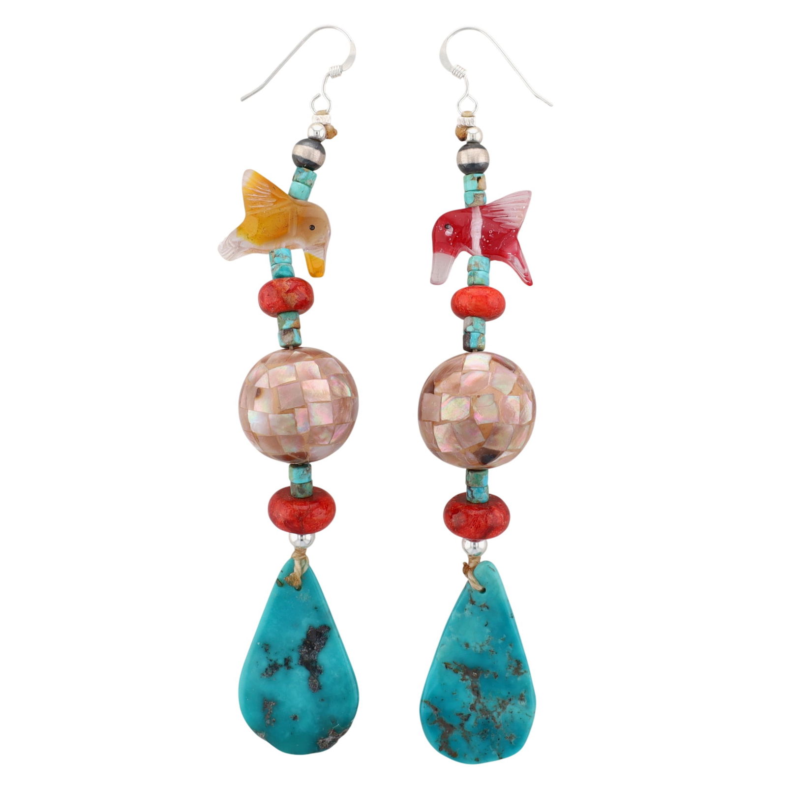 Azee Dootlizh Designs Navajo Sterling Multi-Stone Hook Dangle Earrings (1 of 3)