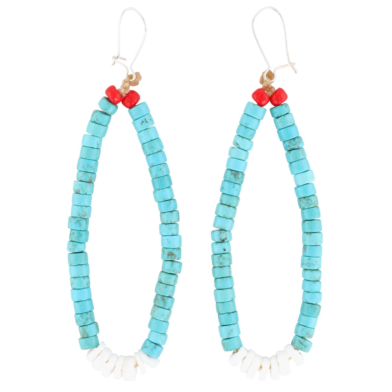 Zuni Sterling Multi-Stone Kidney Hook Dangle Earrings (1 of 3)