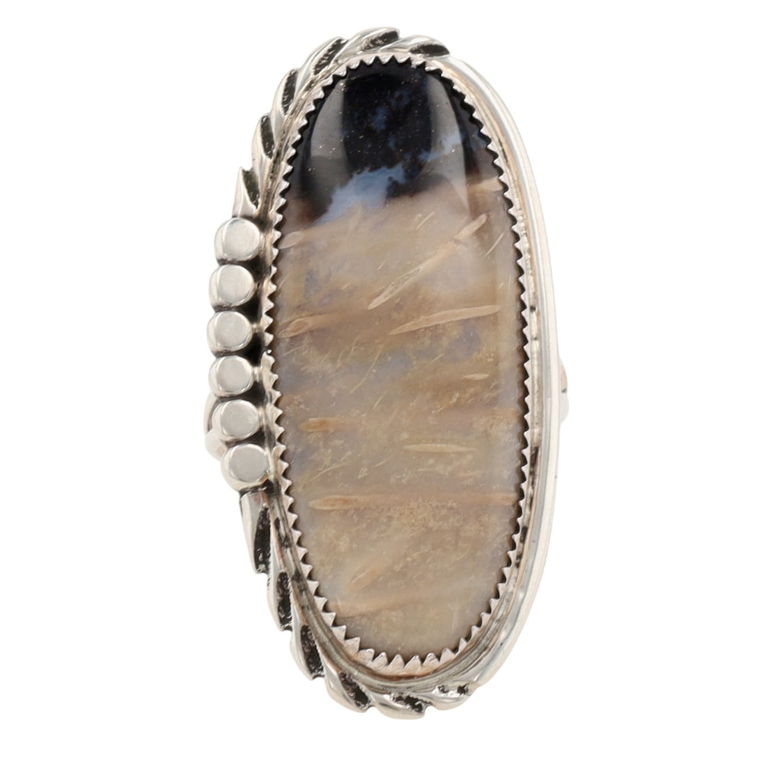 Vintage Navajo Sterling Agate Ring Sz 9 (1 of 6)