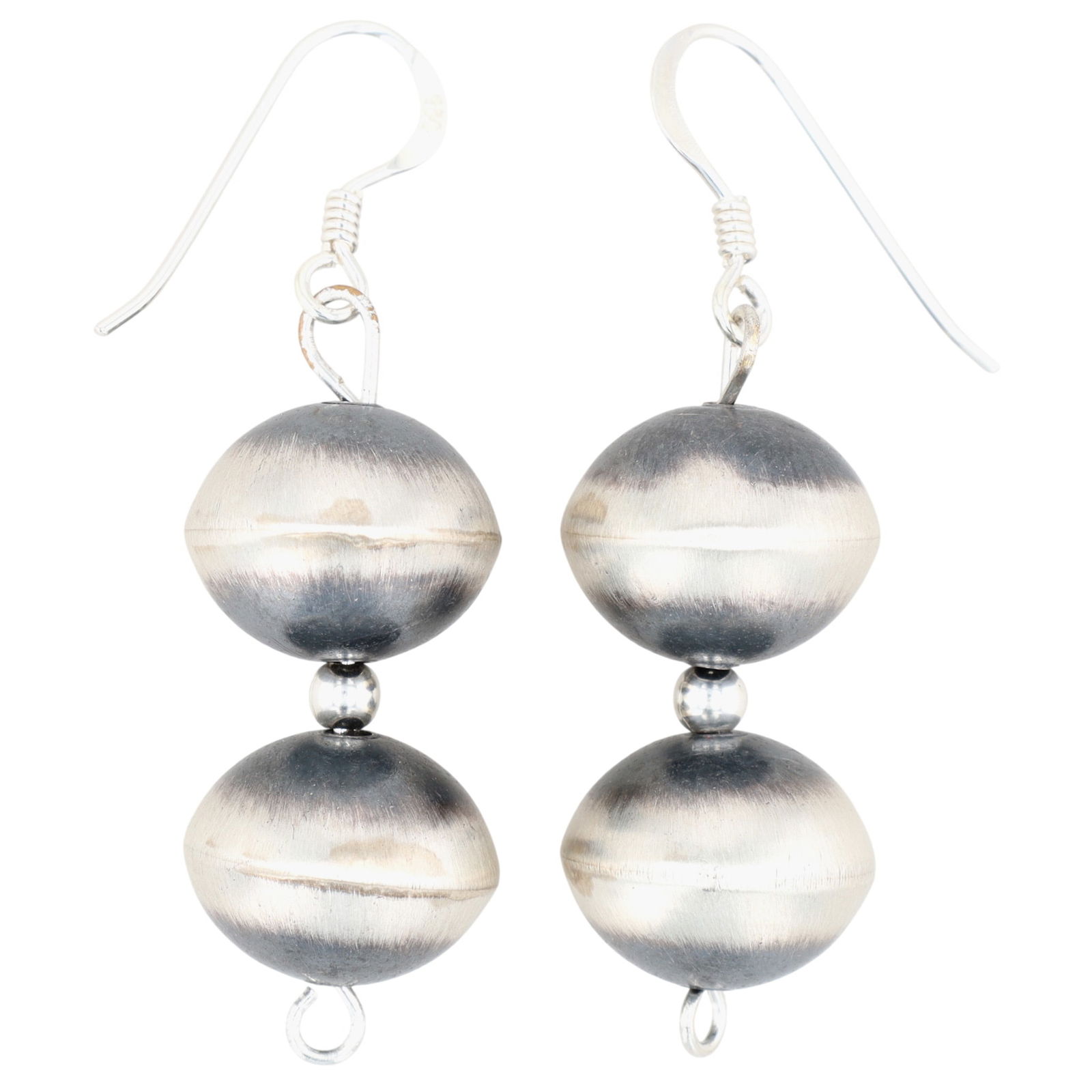Sharon Cooley Navajo Plain Silver Beaded Hook Earrings (1 of 4)