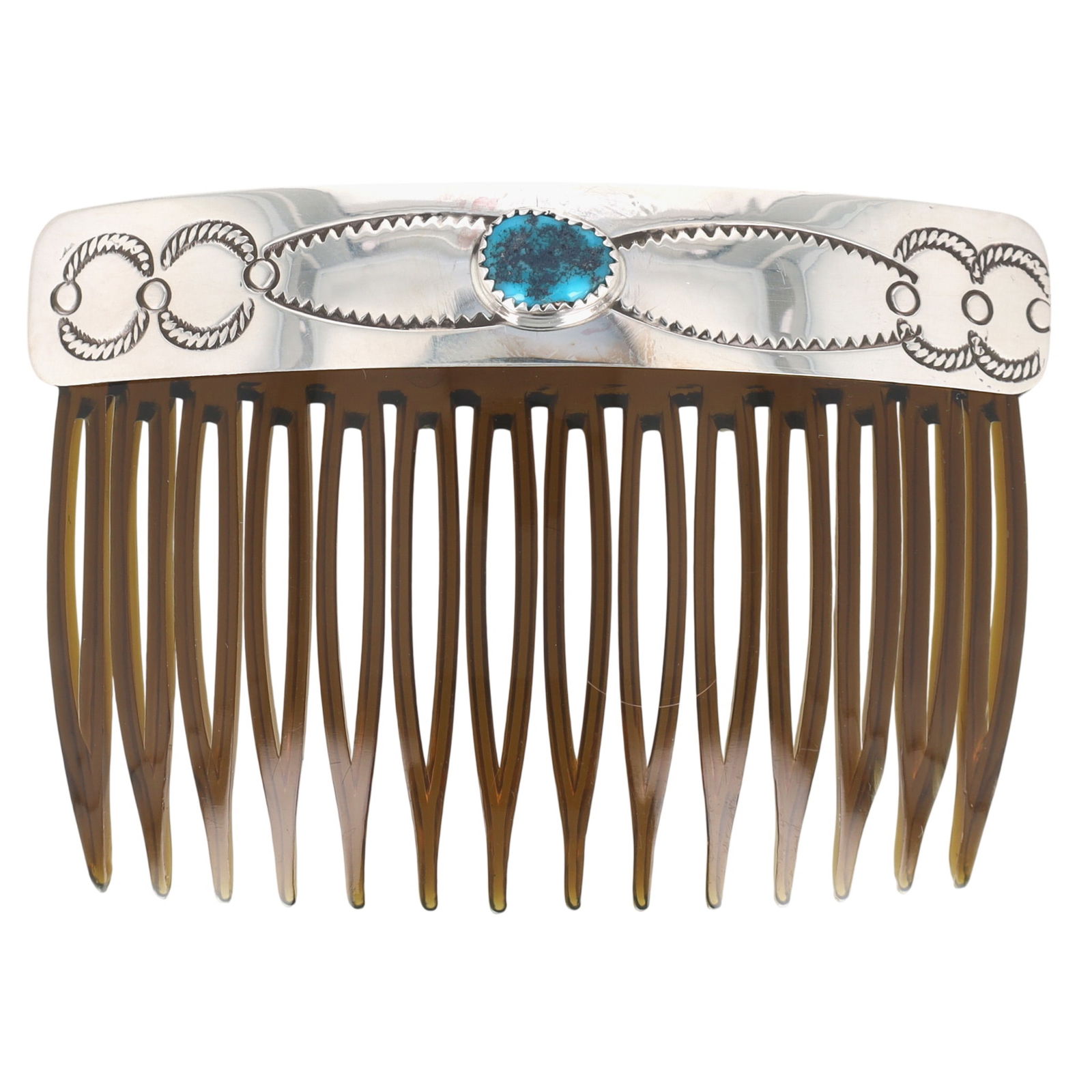 Joan Begay Navajo Sterling Kingman Turquoise Hair Clip: Joan Begay Navajo Sterling Kingman Turquoise Hair Clip 9g