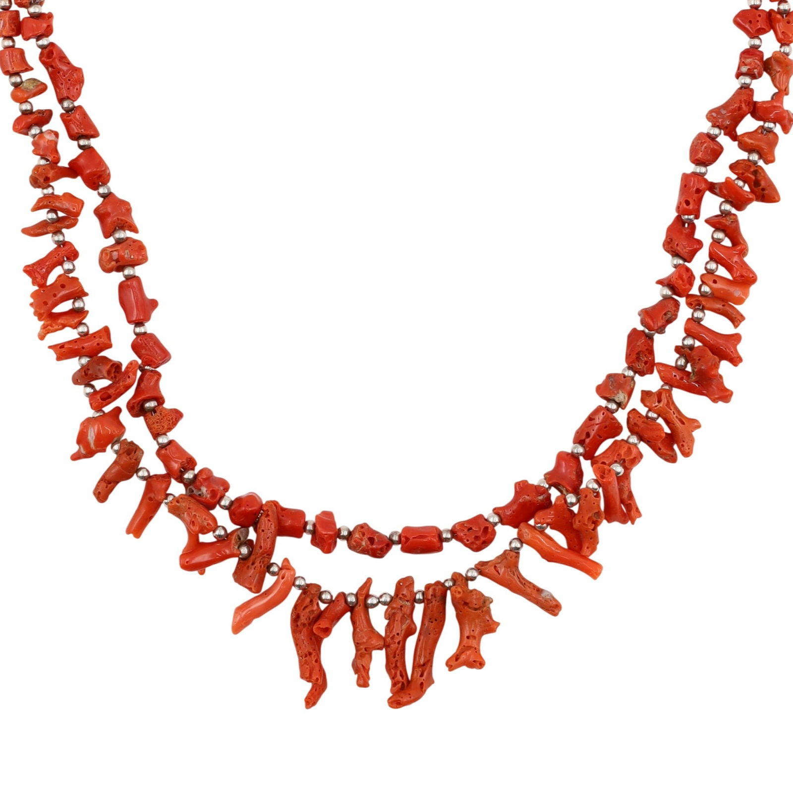 Vintage Navajo Sterling Natural Red Coral Necklace (1 of 6)