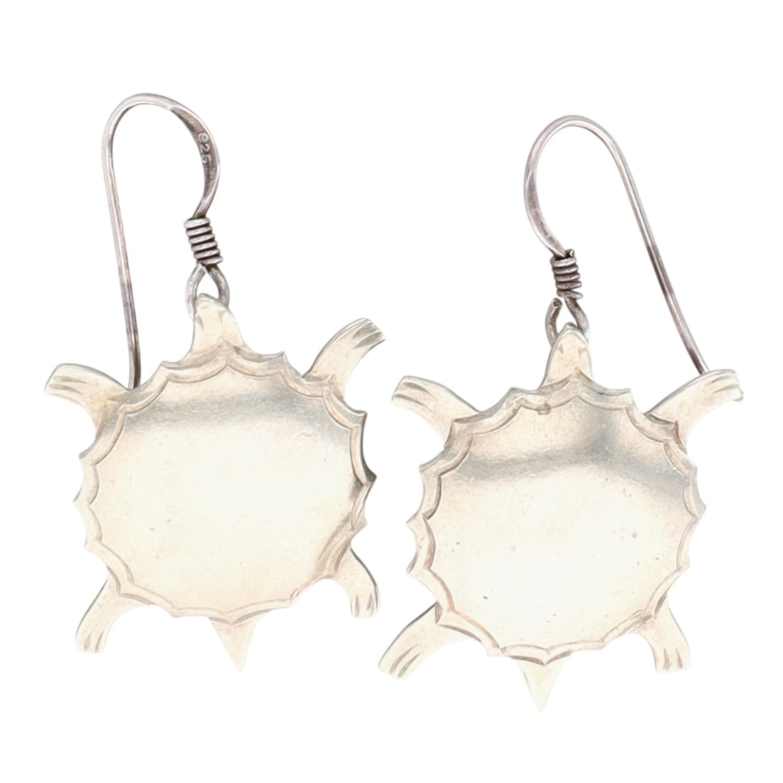 Navajo Plain Silver Turtle Hook Earrings: Navajo Sterling Plain Silver Turtle Hook Earrings 4g