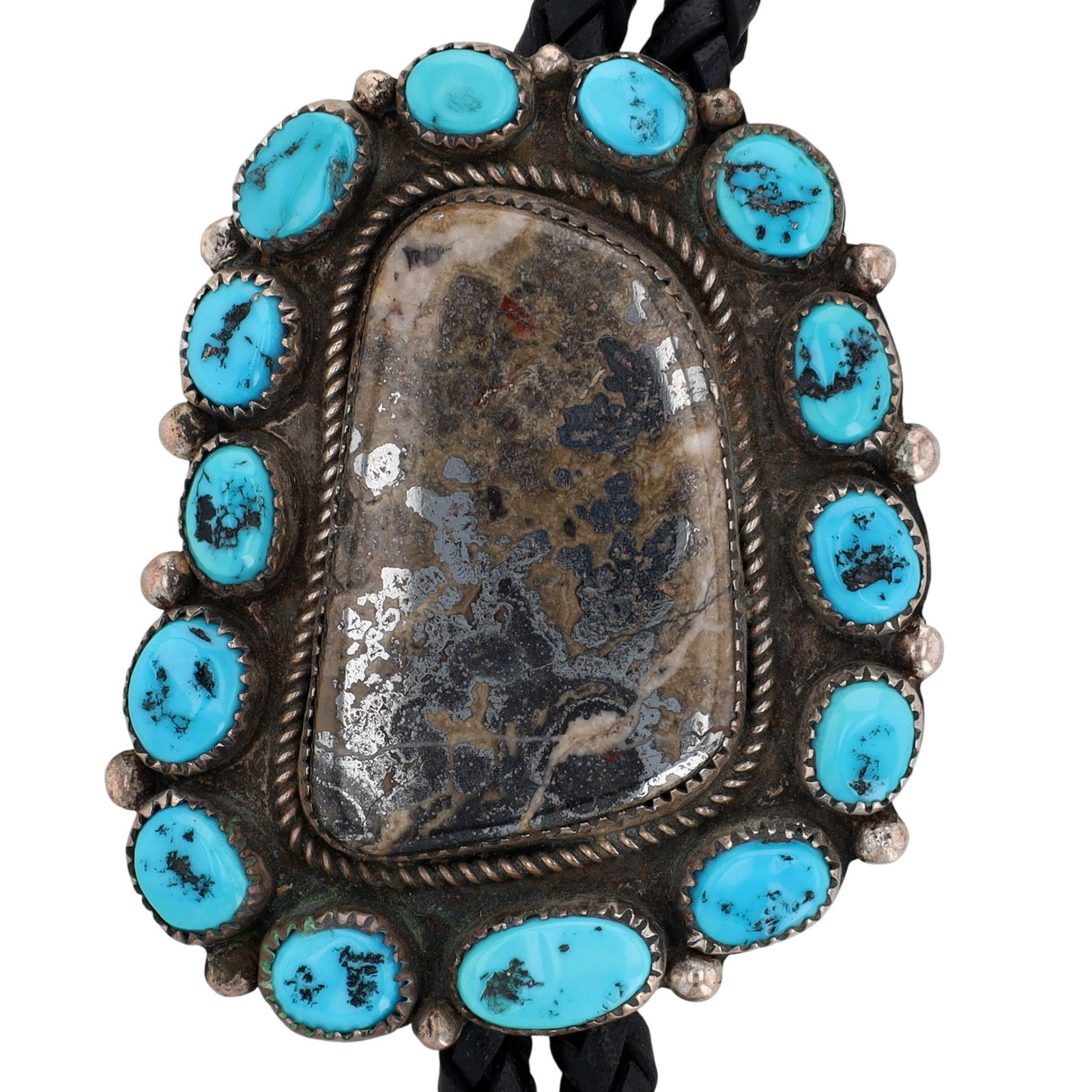 Vintage Navajo Sterling Multi-Stone Bolo Tie (1 of 5)