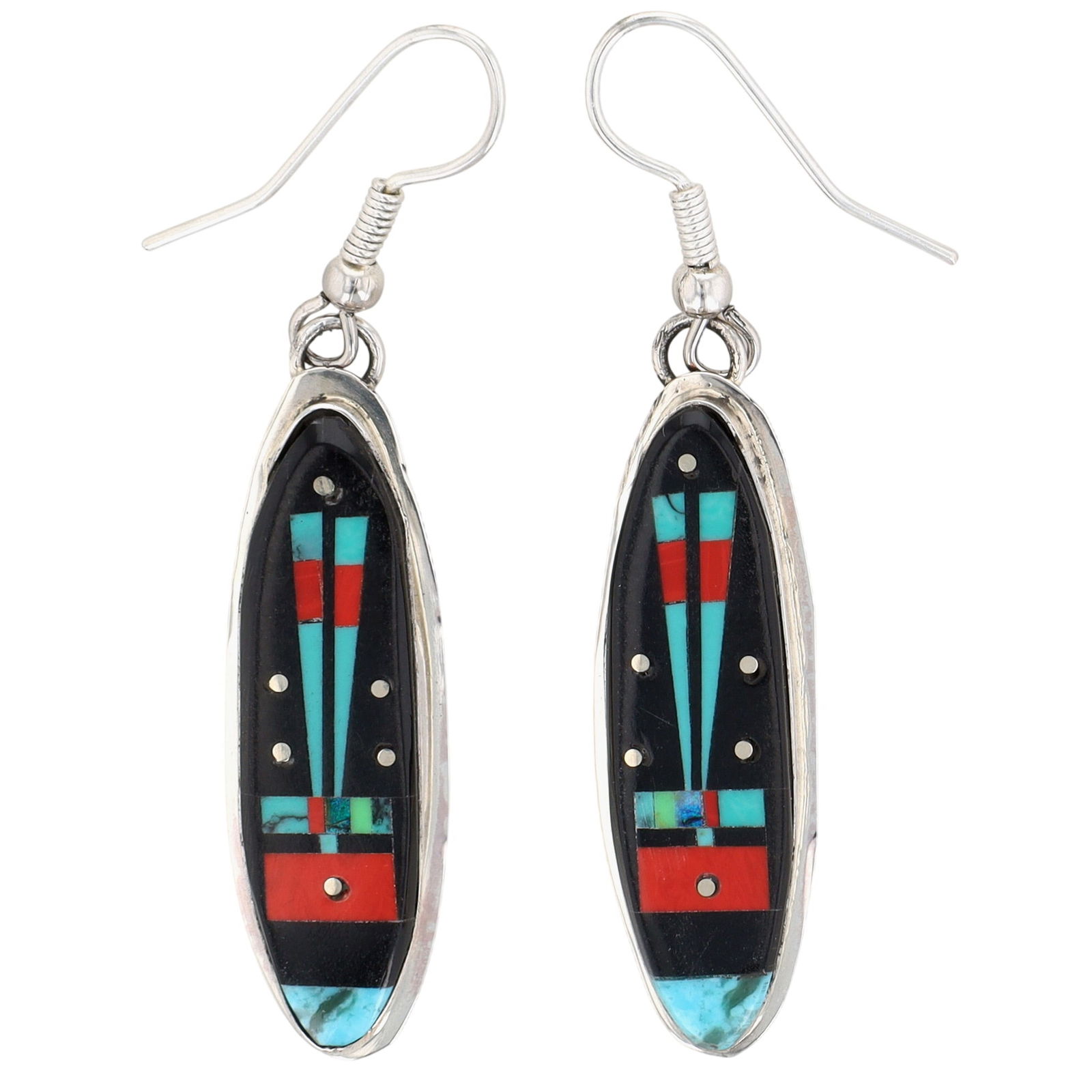 Gilbert Smith Navajo Sterling Multi-Stone Kachina Inlay Hook Earrings (1 of 5)