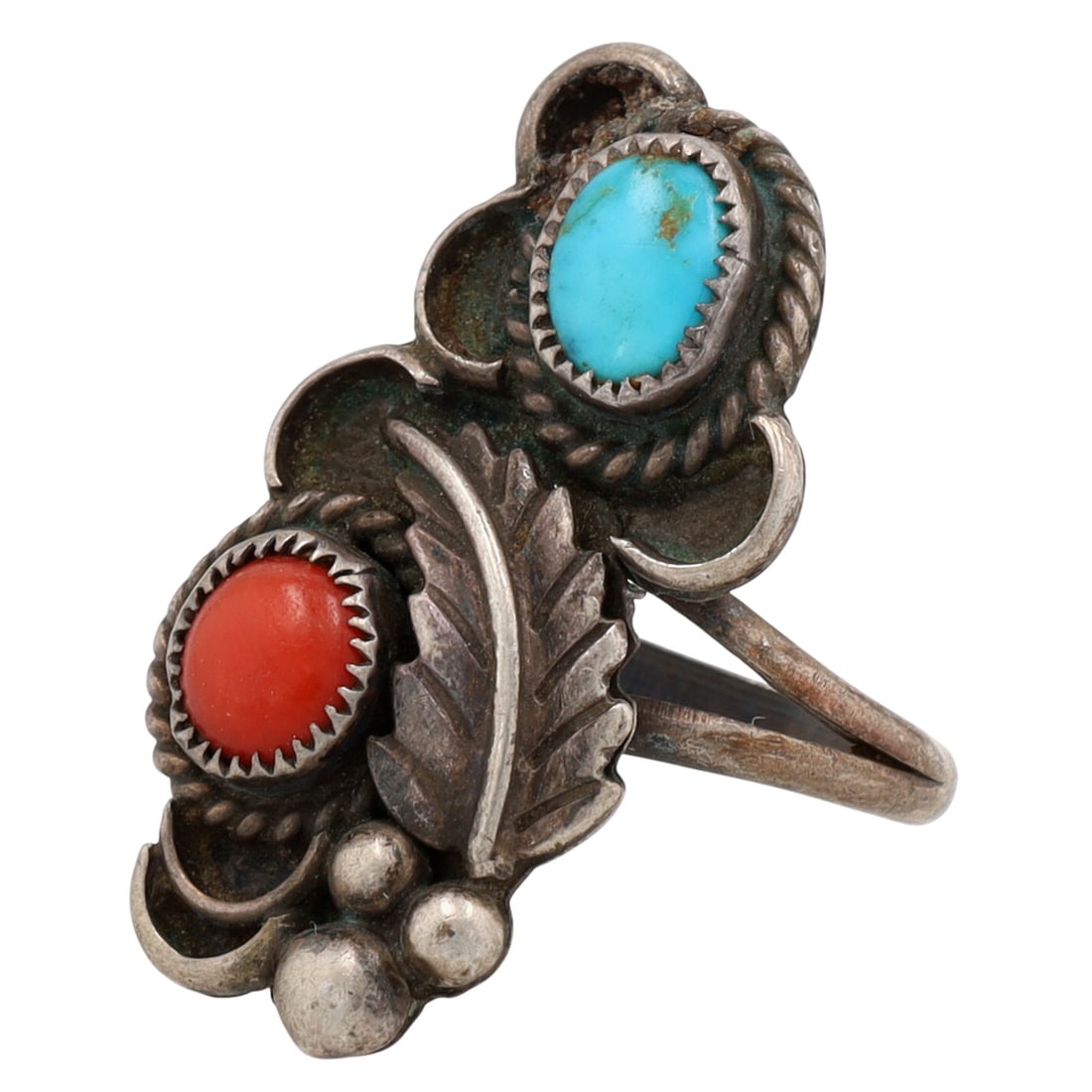 Vintage Navajo Sterling Multi-Stone Ring Sz 7.5 (1 of 5)