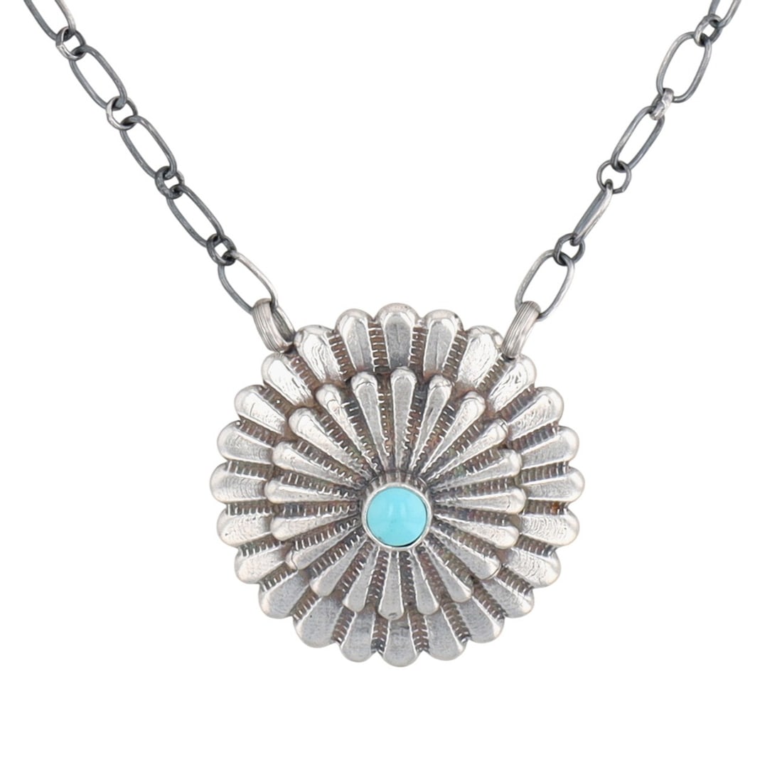 Sheldon Mariano Navajo Sterling Kingman Necklace: Sheldon Mariano Navajo Sterling Kingman Necklace 17.5g