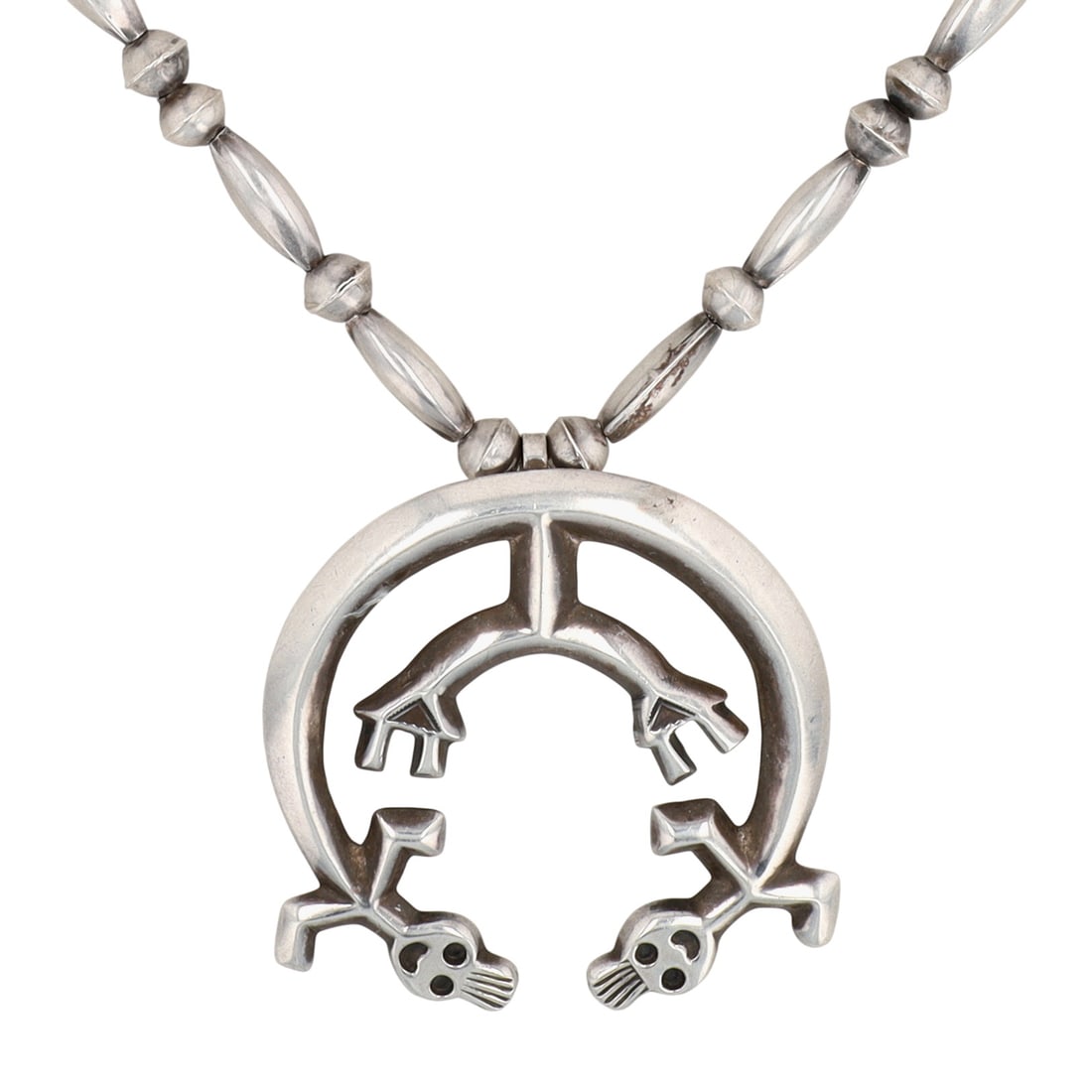 Vintage Navajo Sandcast Sterling Rainbow Man Naja Necklace (1 of 5)