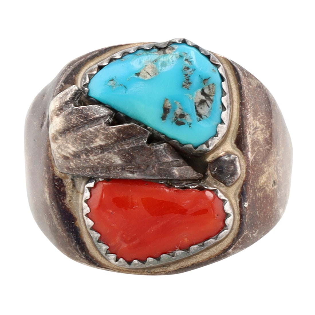 Vintage Navajo Sterling Multi-Stone Ring Sz 10.5 (1 of 5)