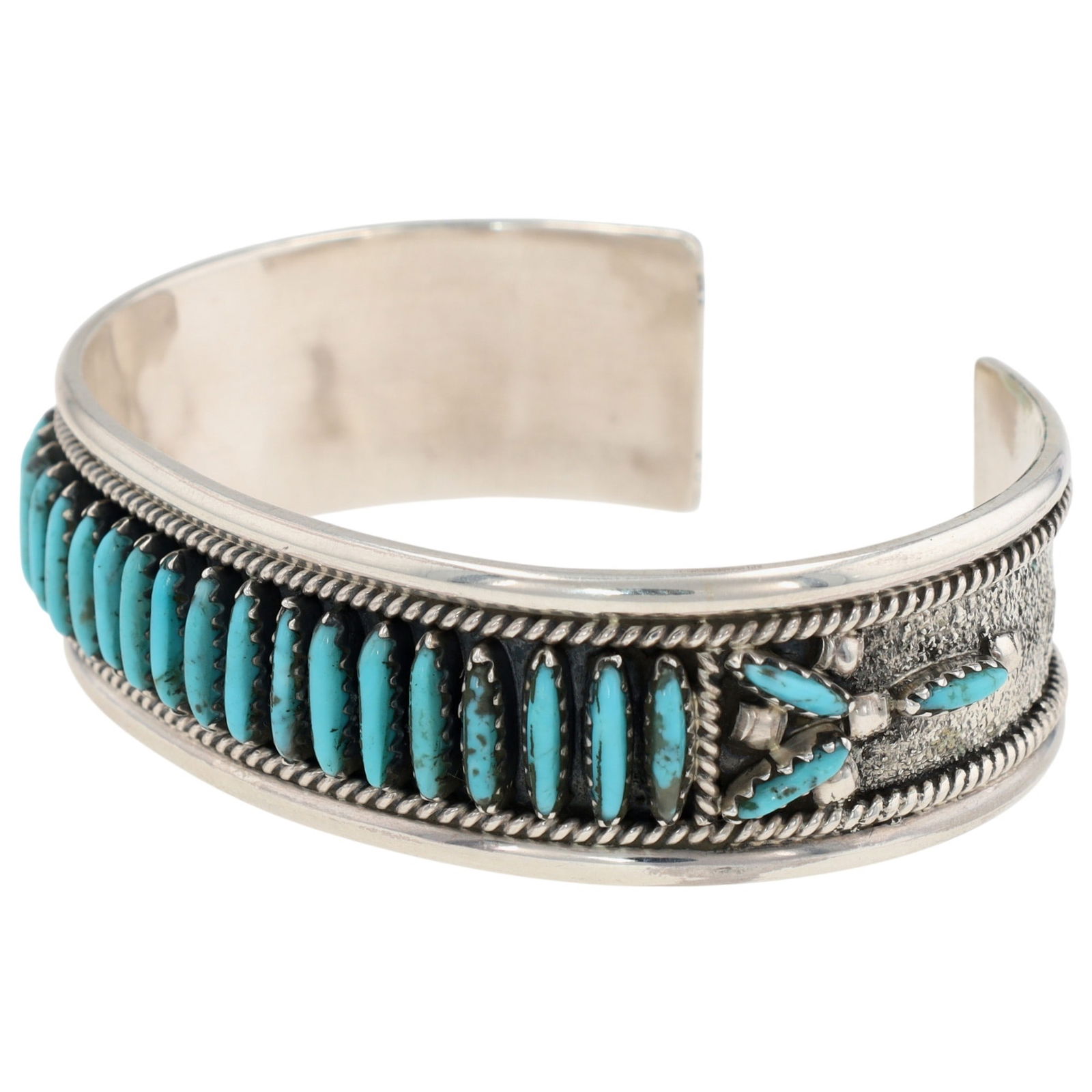 Francis M Begay Navajo Sterling Needlepoint Turquoise Cuff Bracelet (1 of 7)
