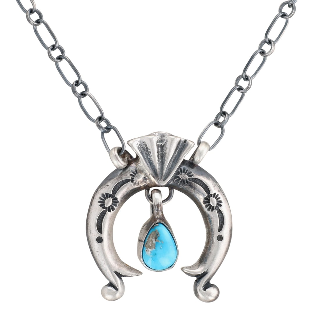 Annette Chiquito Navajo Sterling Kingman Turquoise Necklace: Annette Chiquito Navajo Sterling Kingman Turquoise Necklace 12g