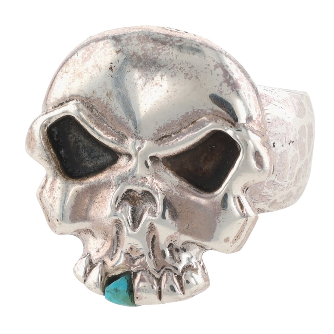 Navajo Sterling Turquoise Mens Skull Ring Sz 8.5: Navajo Sterling Turquoise Mens Skull Ring Sz 8.5, 35g