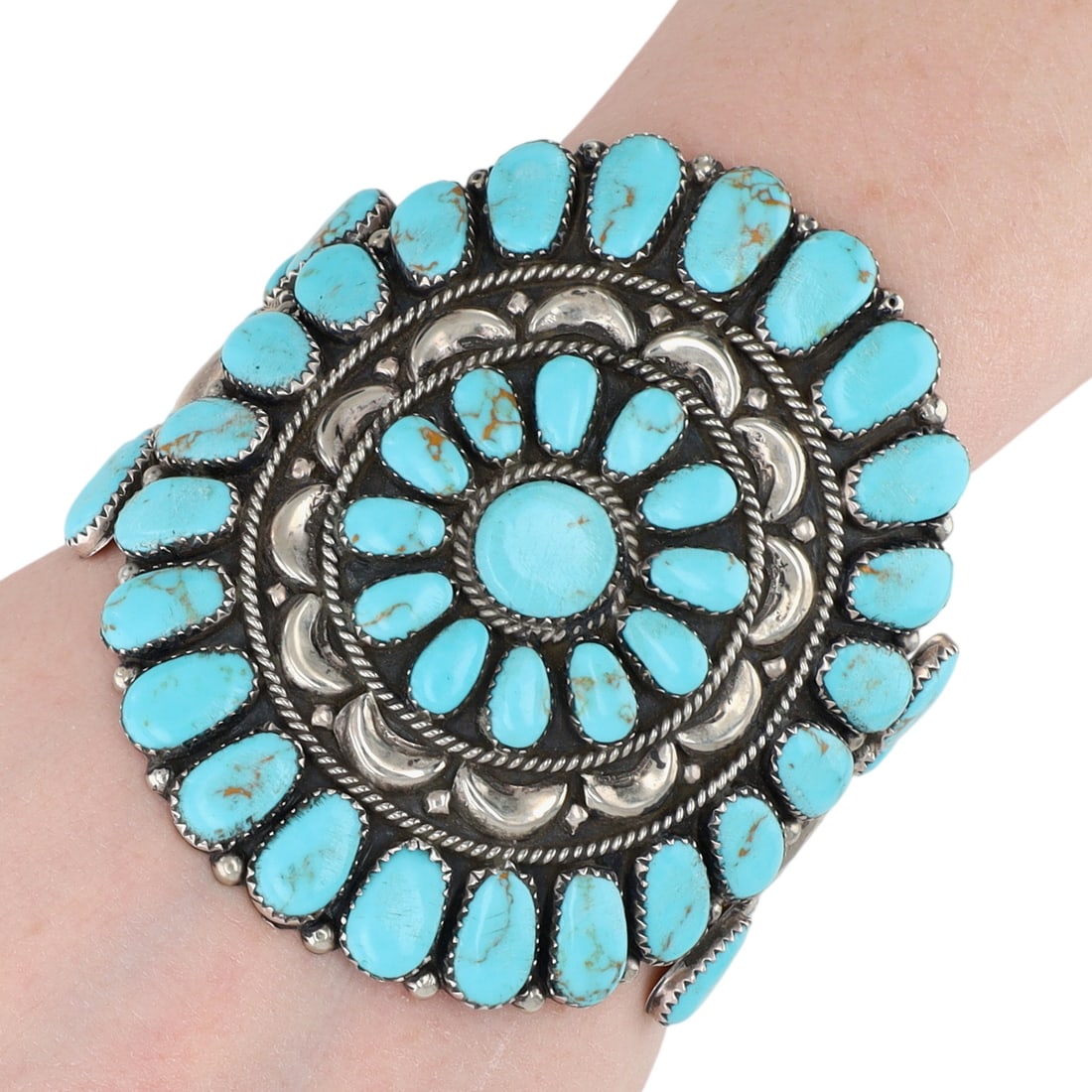 Juliana Williams Navajo Sterling Turquoise Cluster Cuff Bracelet (1 of 8)