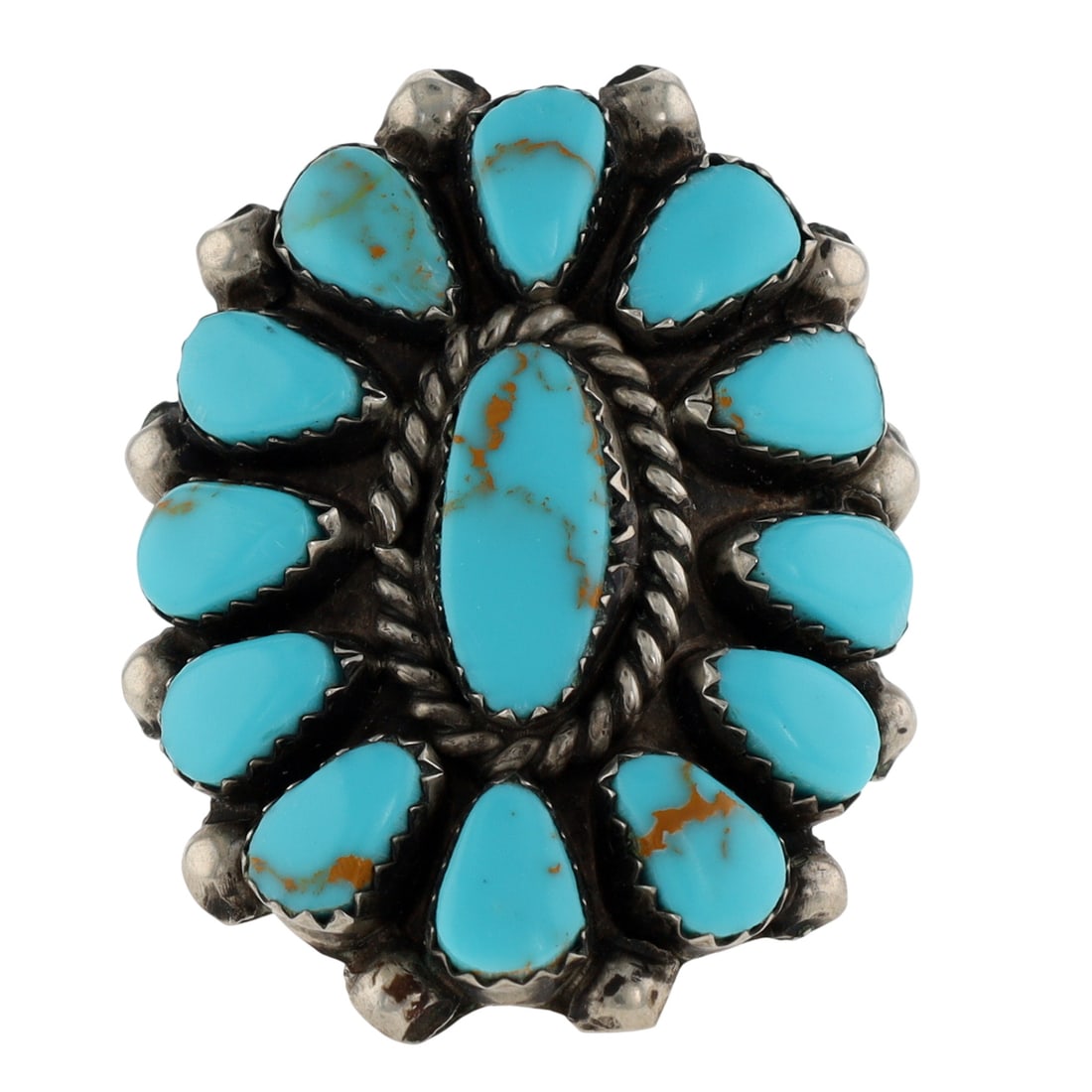 Vintage Navajo Nickel Silver Turquoise Ring Sz 8.5 (1 of 5)