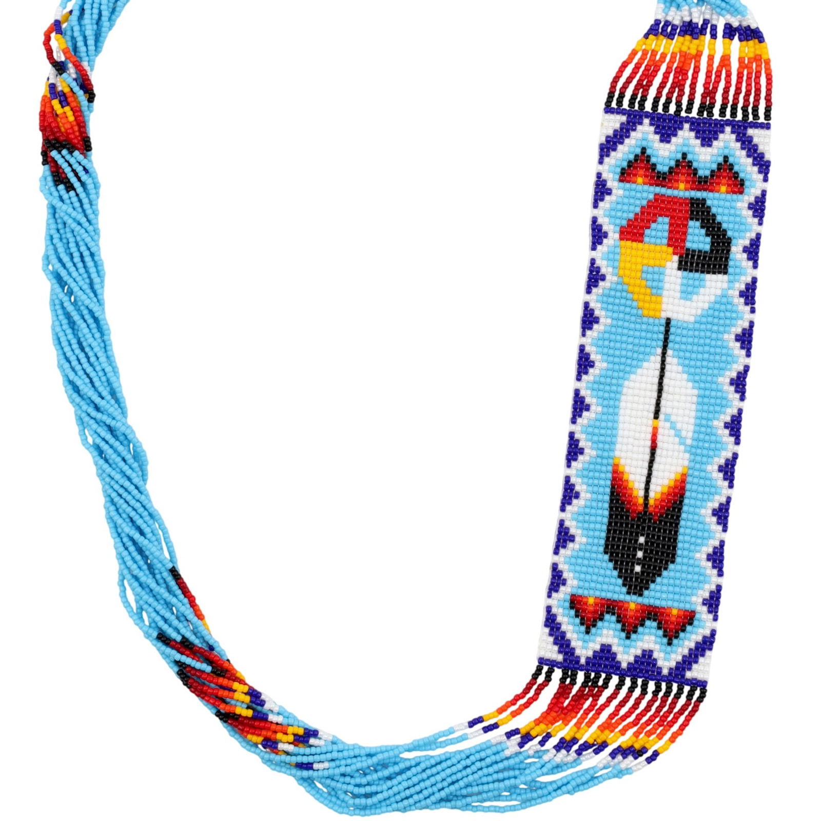 Navajo Sterling Beadwork Mosaic Necklace (1 of 6)